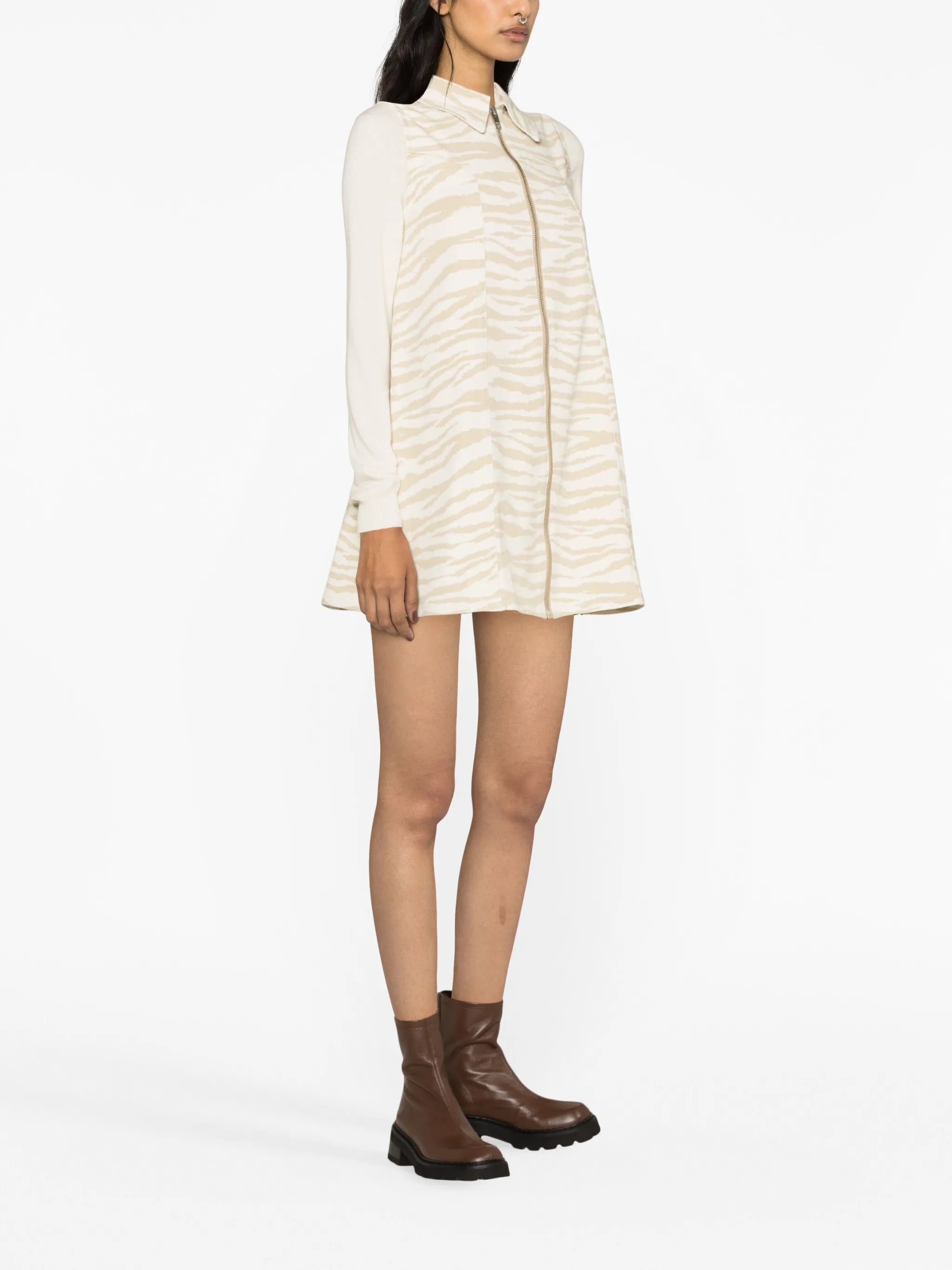 zebra-print denim minidress