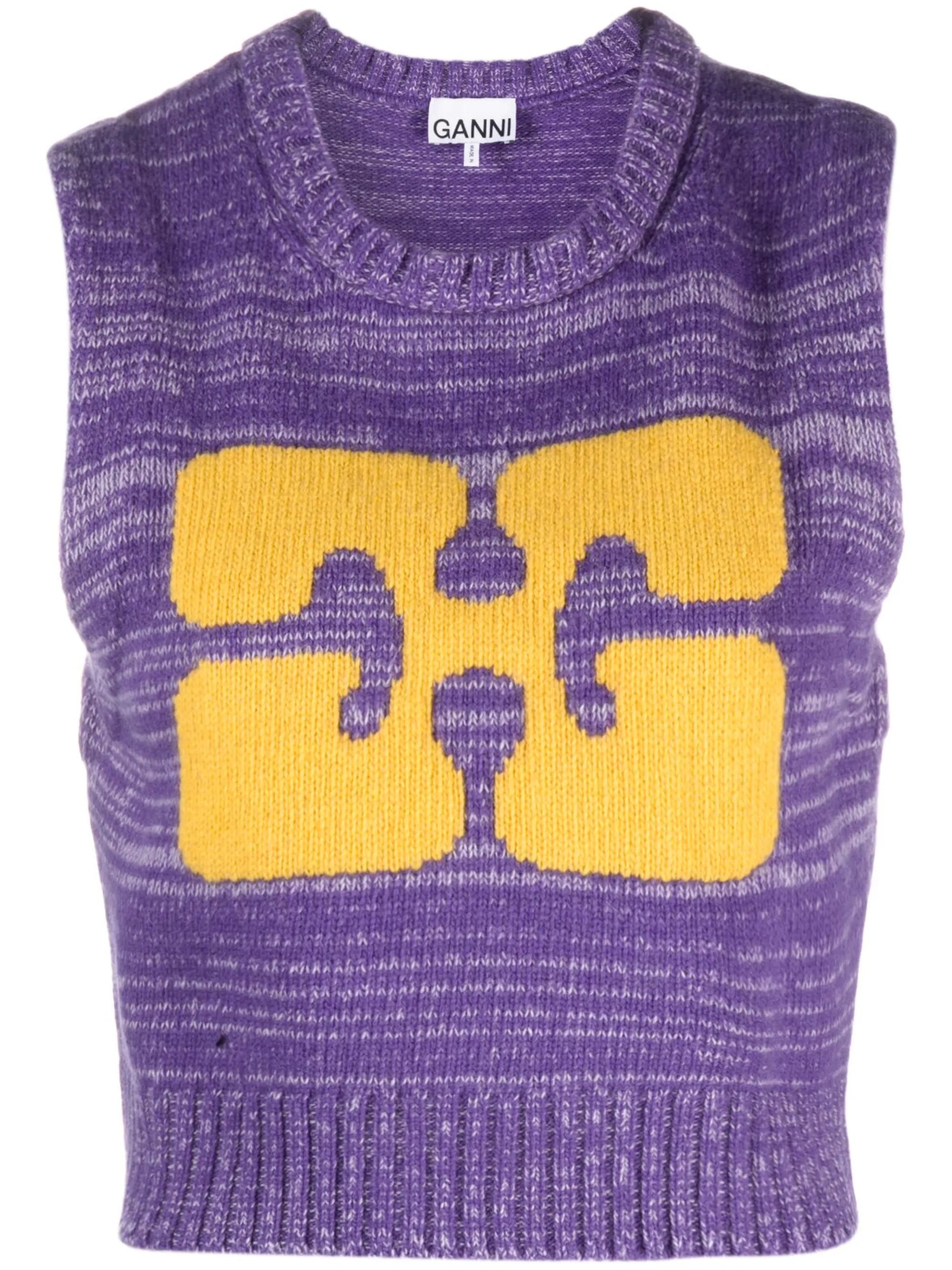 logo-print cropped vest