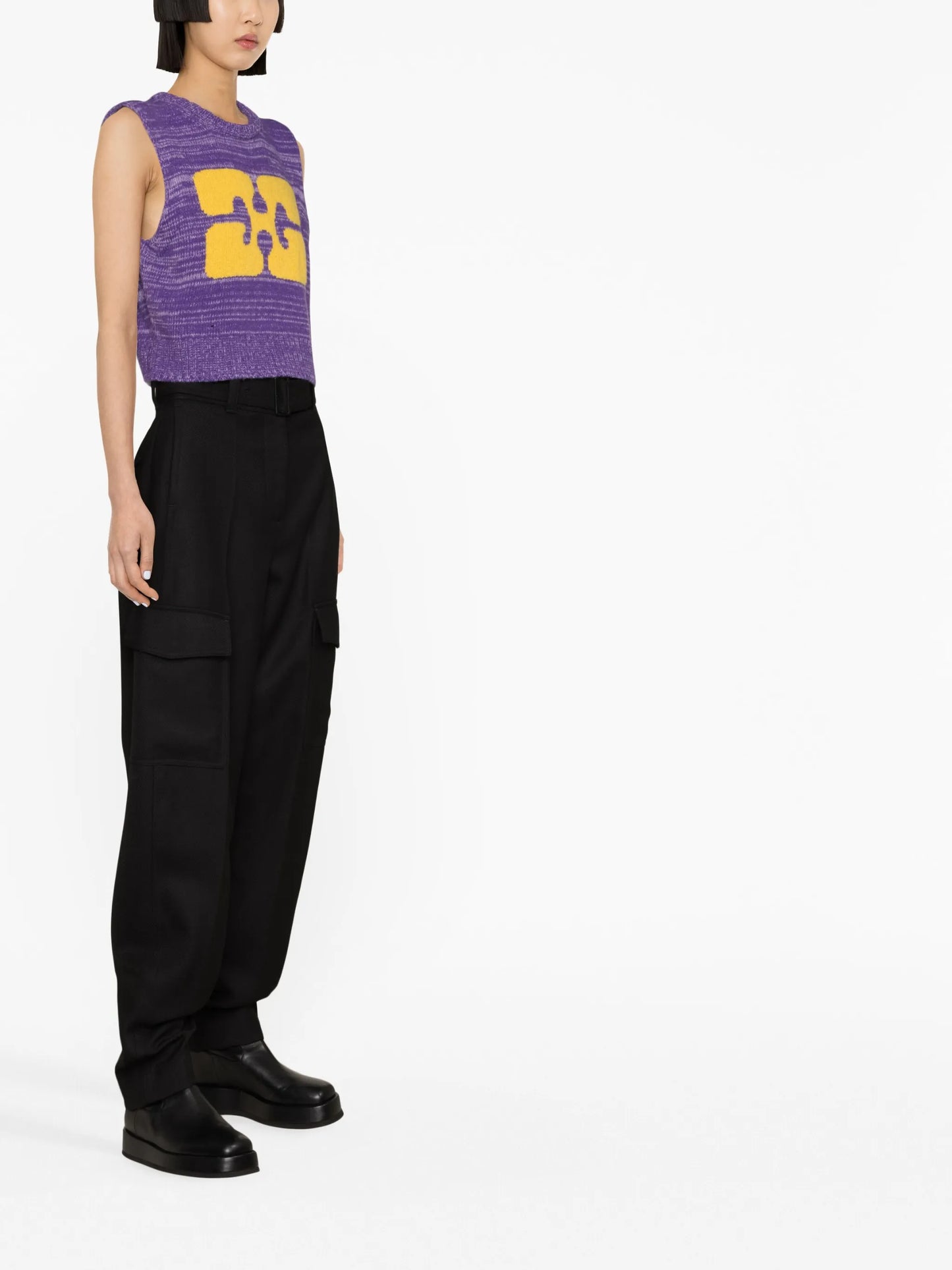 logo-print cropped vest