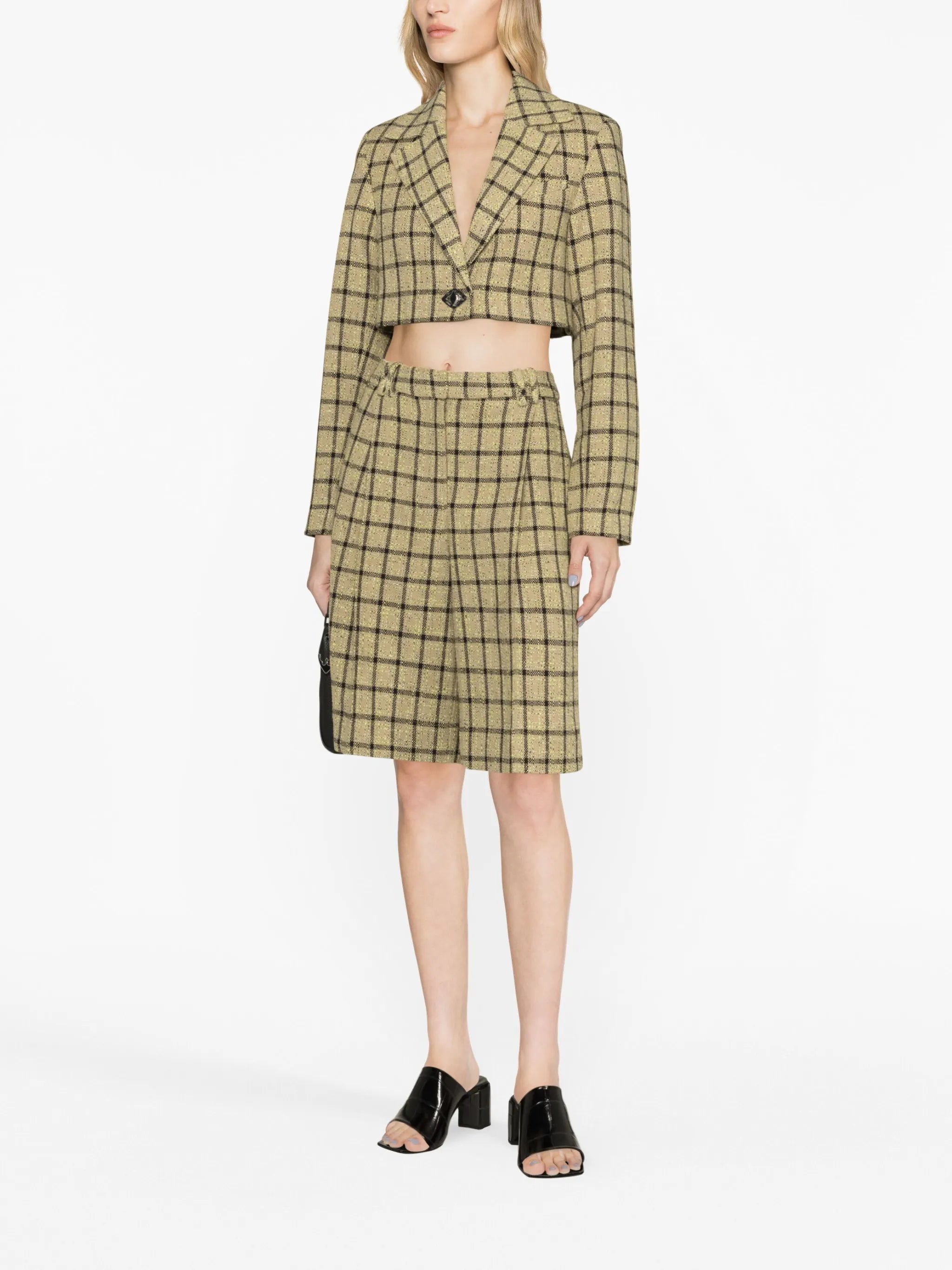 check-pattern cropped blazer