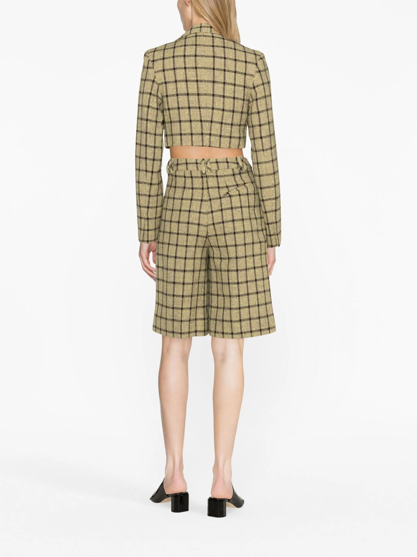 check-pattern cropped blazer