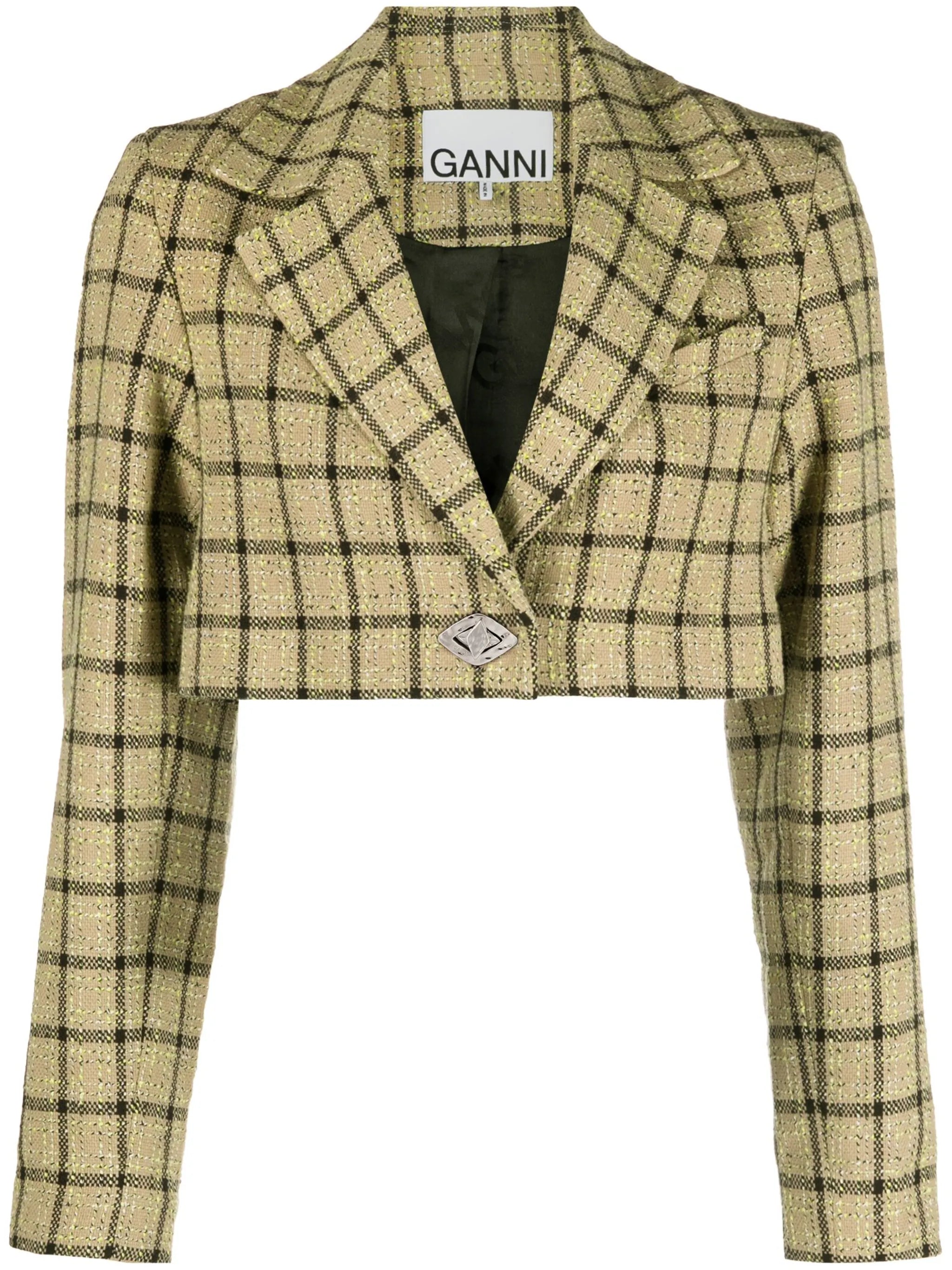check-pattern cropped blazer