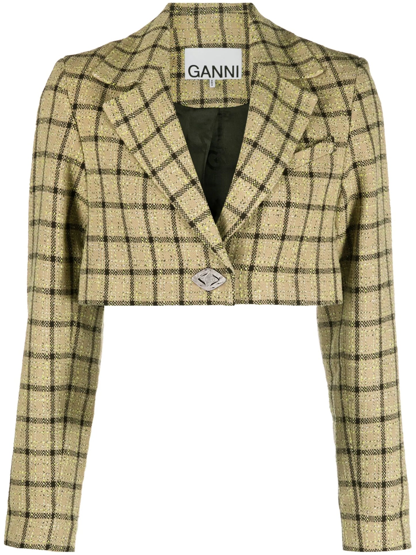check-pattern cropped blazer
