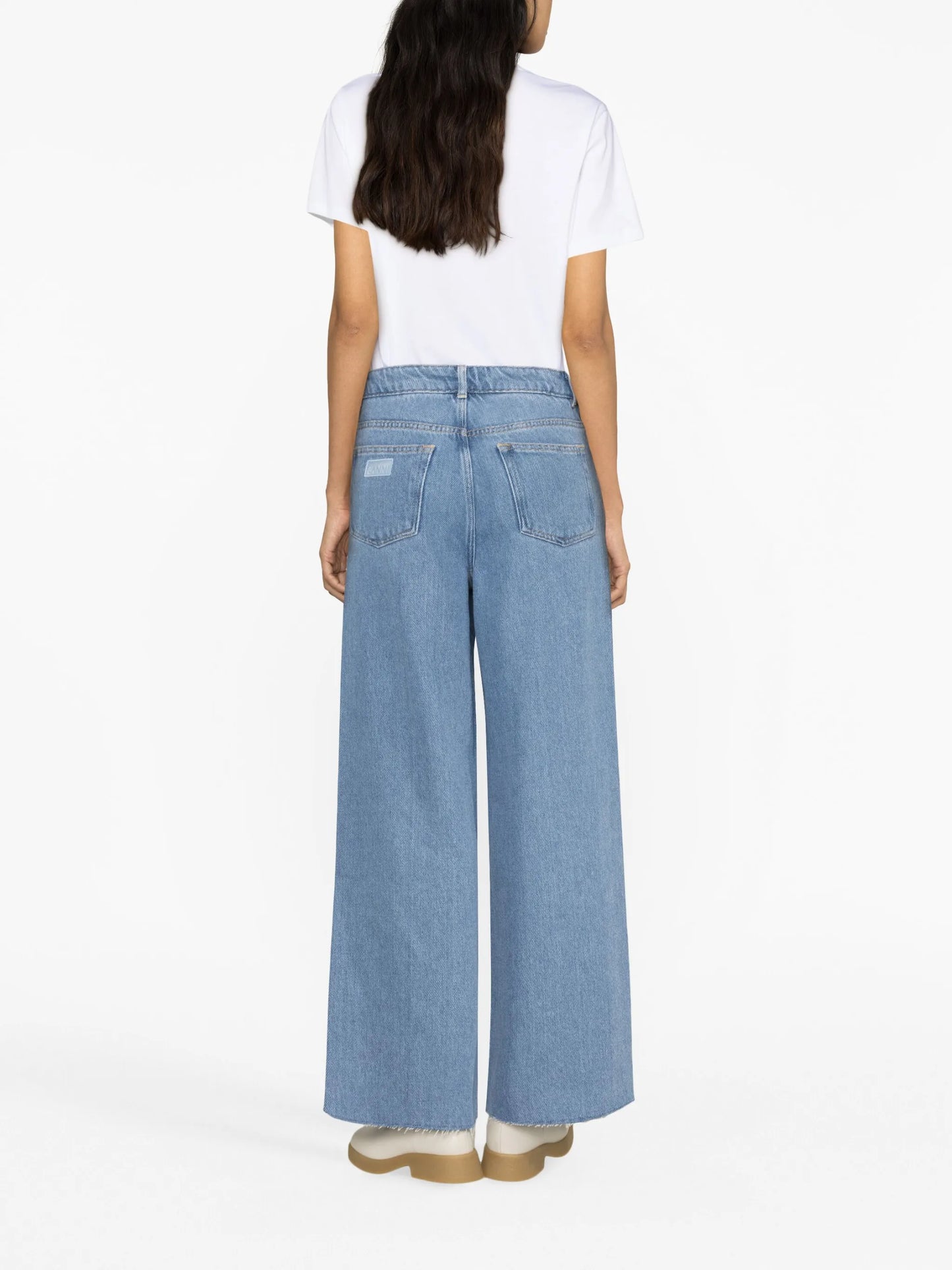 wide-leg drawstring jeans