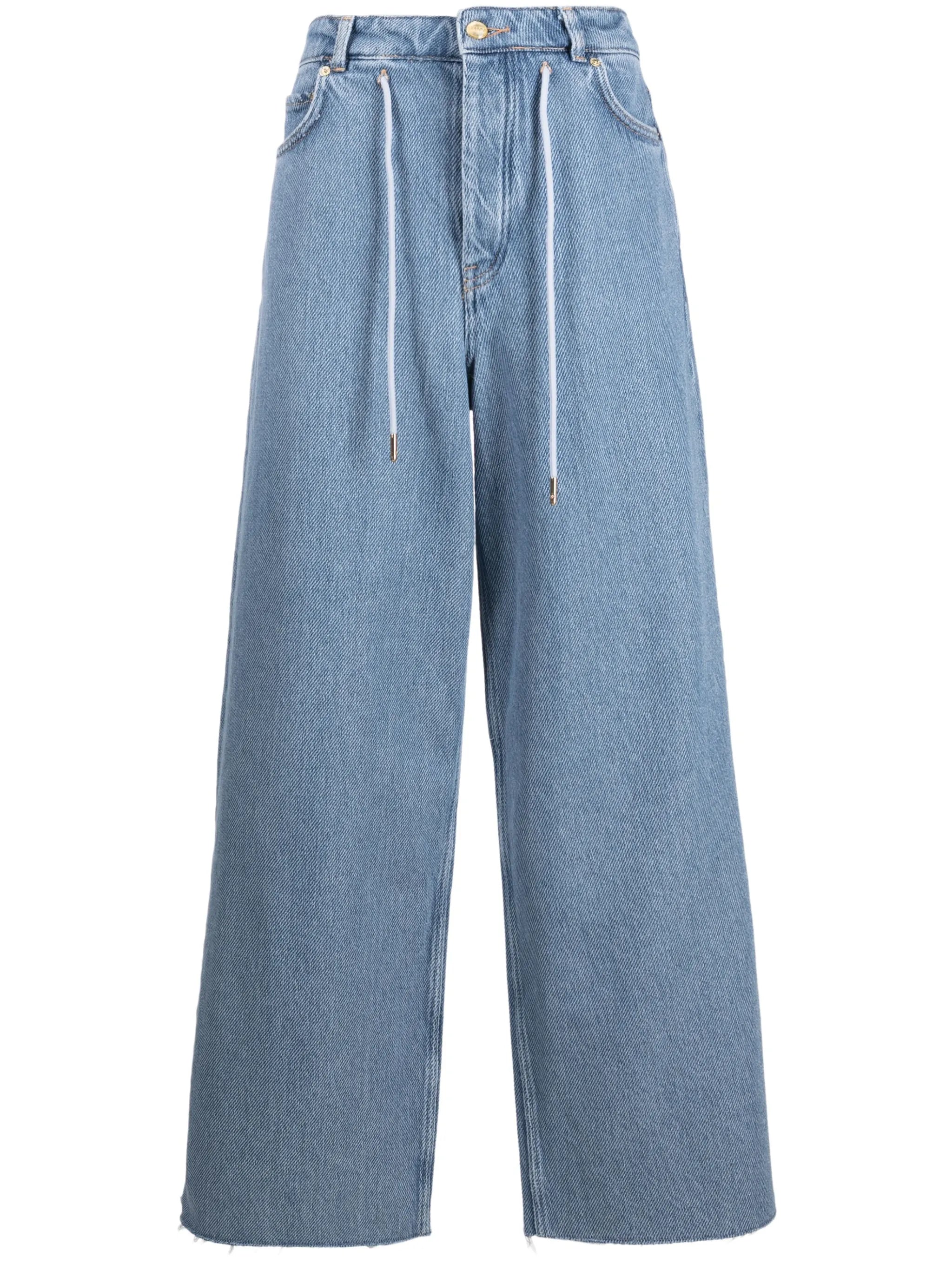 wide-leg drawstring jeans