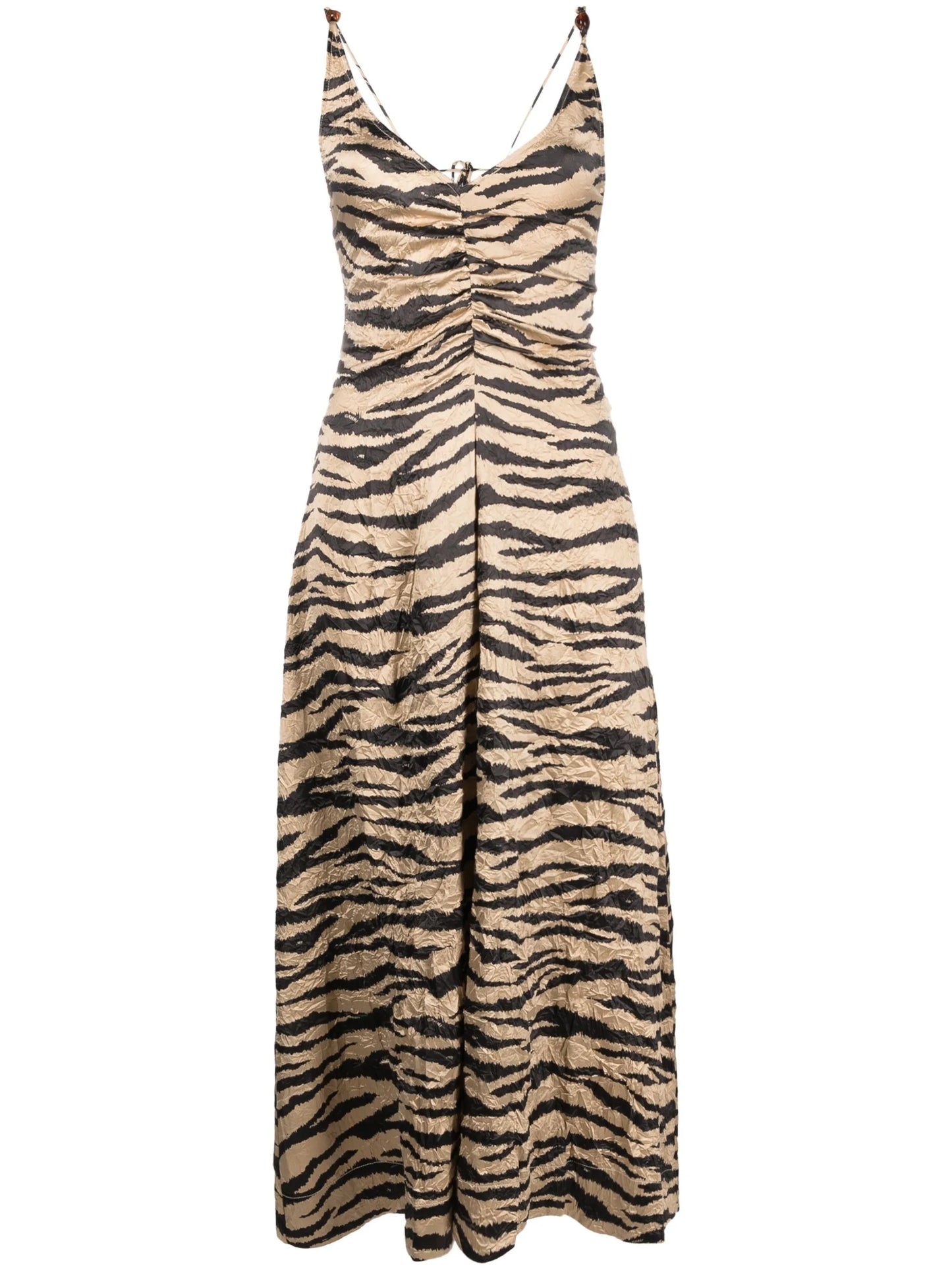 tiger-print satin midi dress