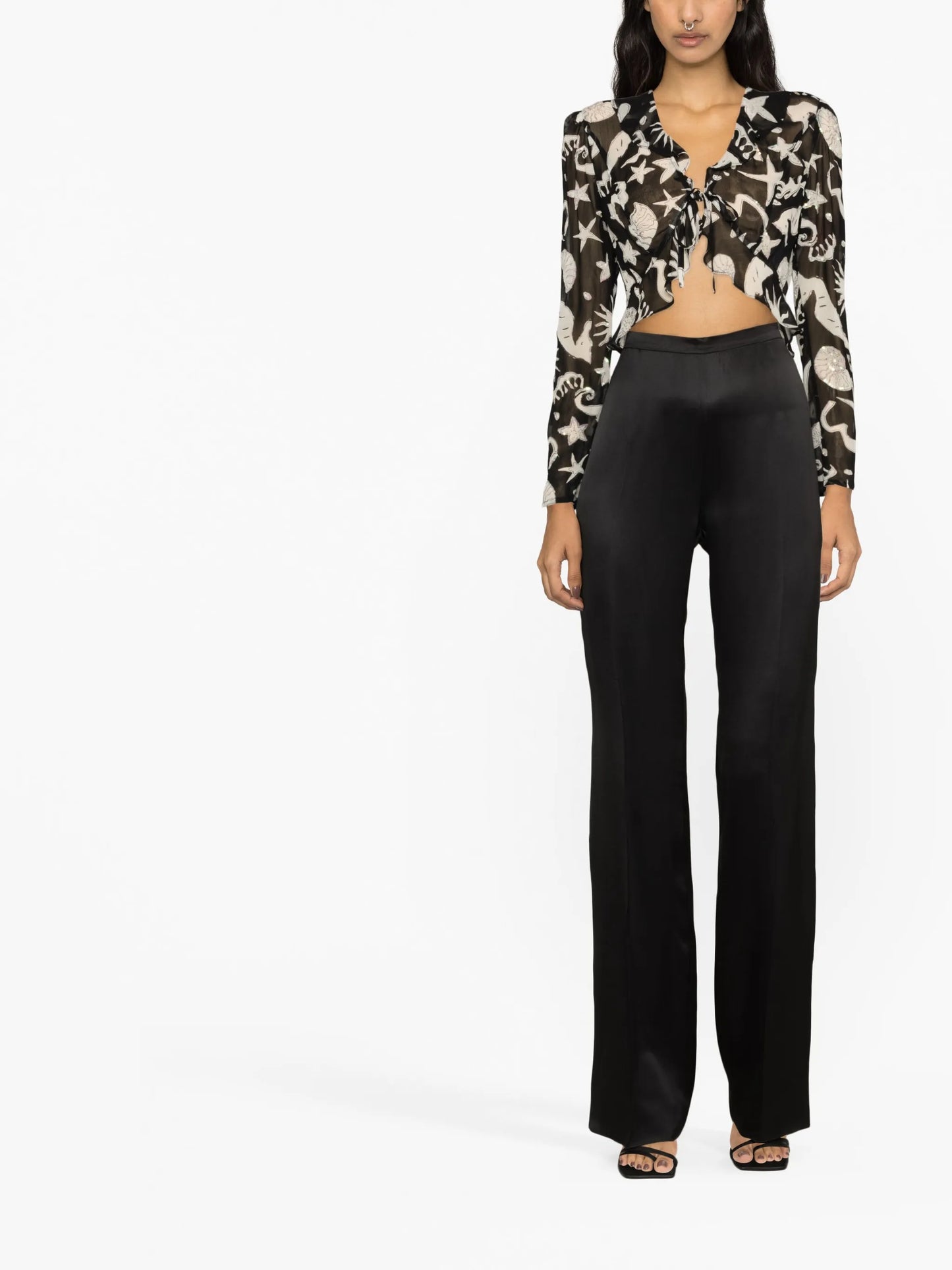 Neelu printed cropped blouse