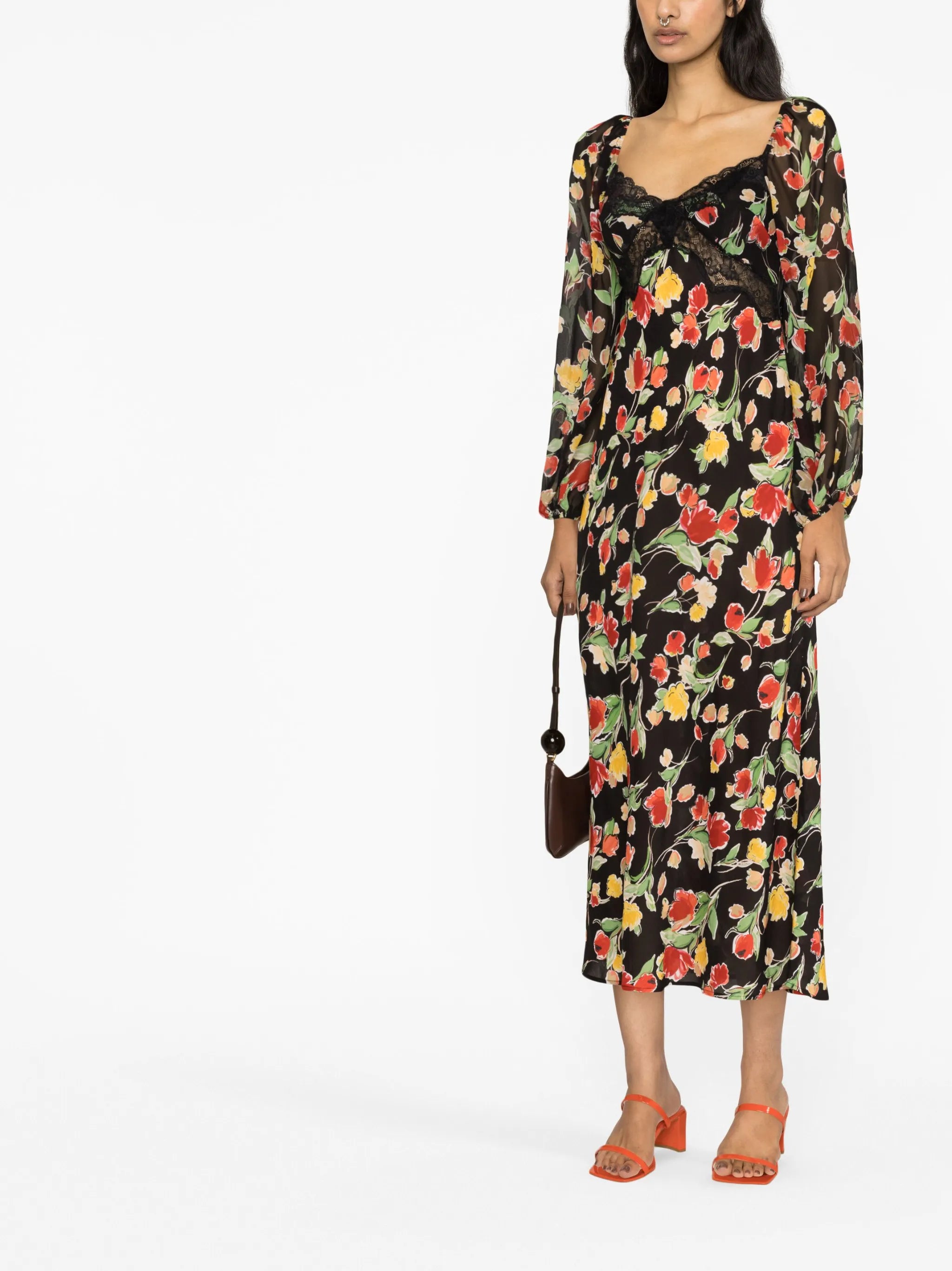 Thaleena floral-print midi dress