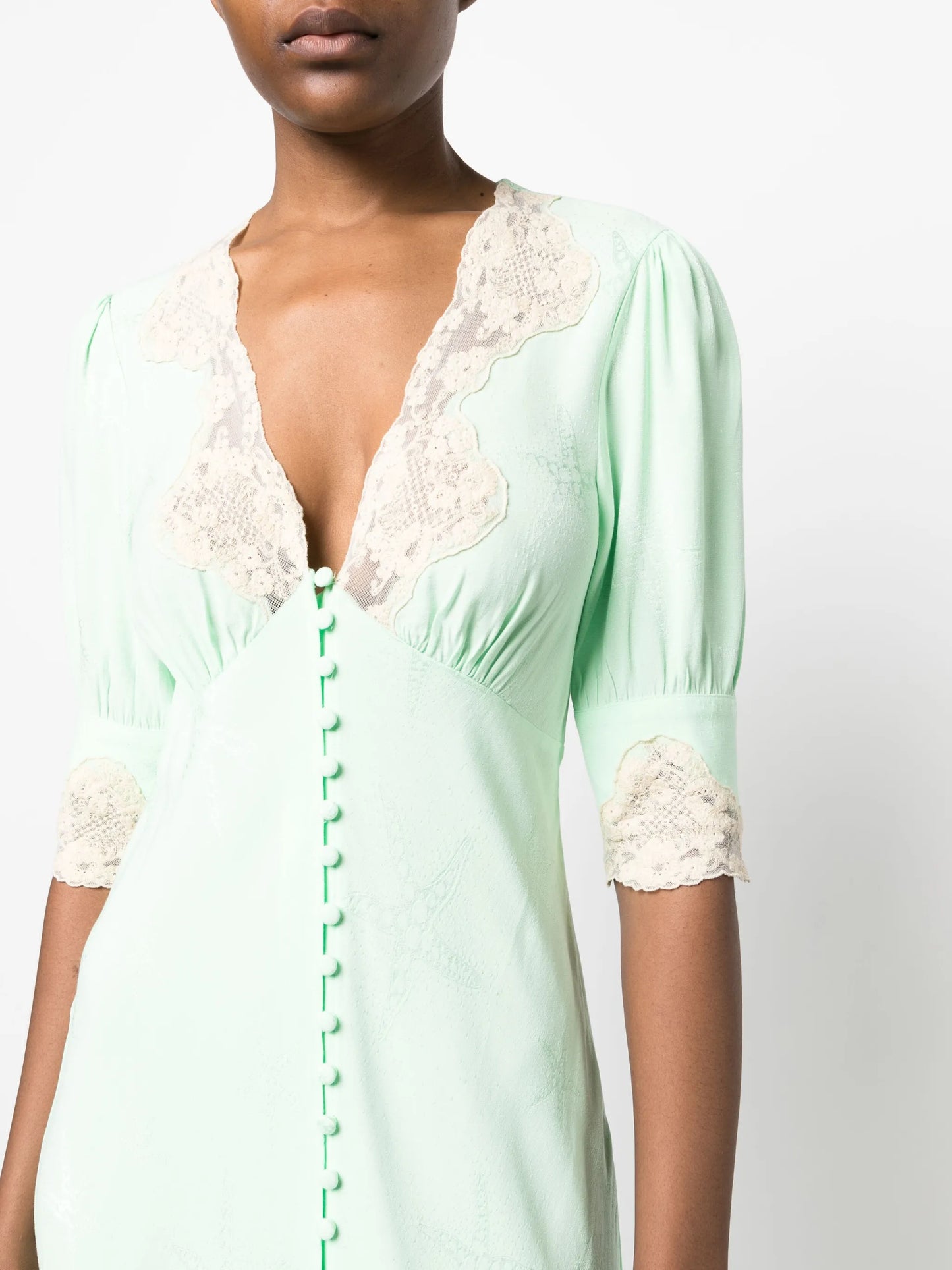 Simone starfish-jacquard lace-trim midi dress