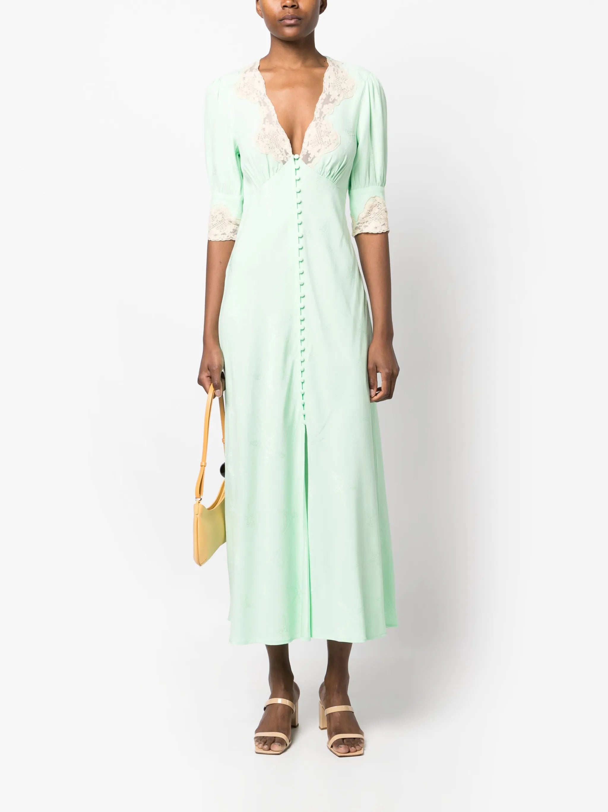 Simone starfish-jacquard lace-trim midi dress