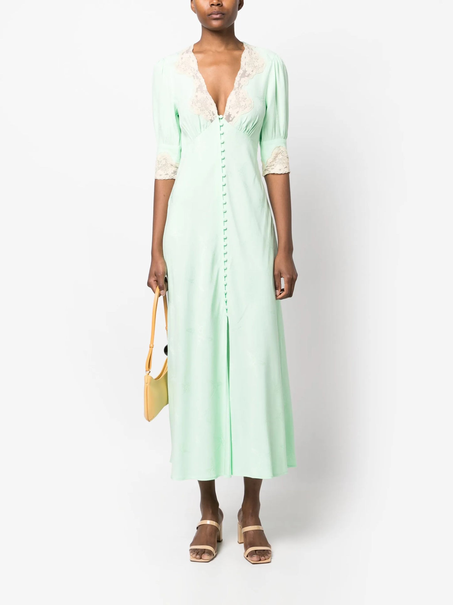 Simone starfish-jacquard lace-trim midi dress