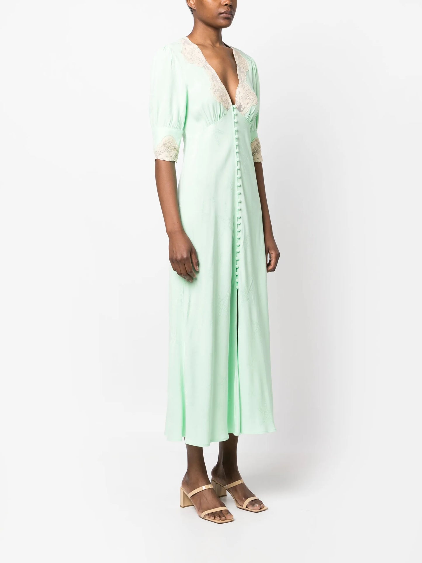 Simone starfish-jacquard lace-trim midi dress