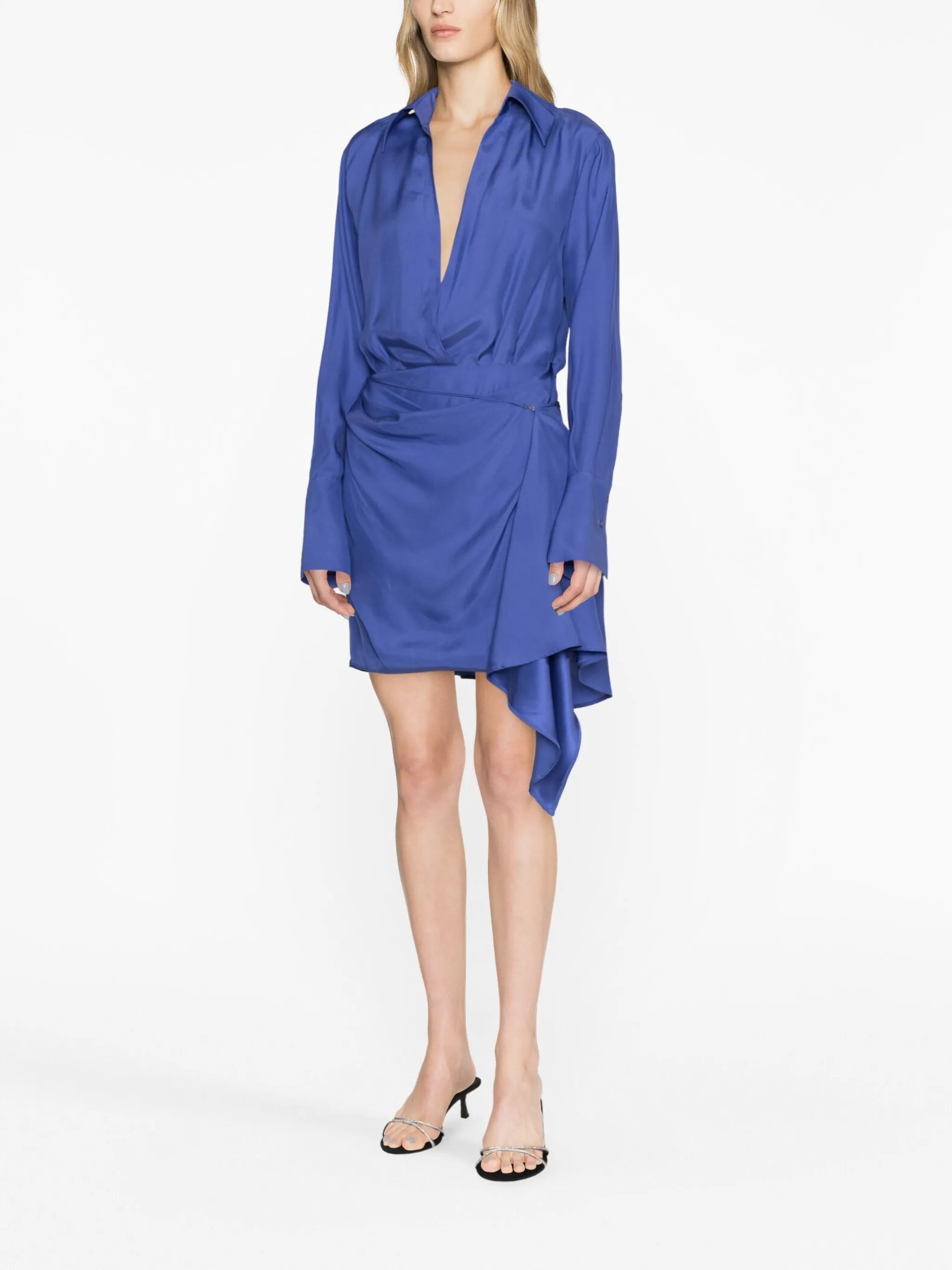 Gravia draped silk shirtdress