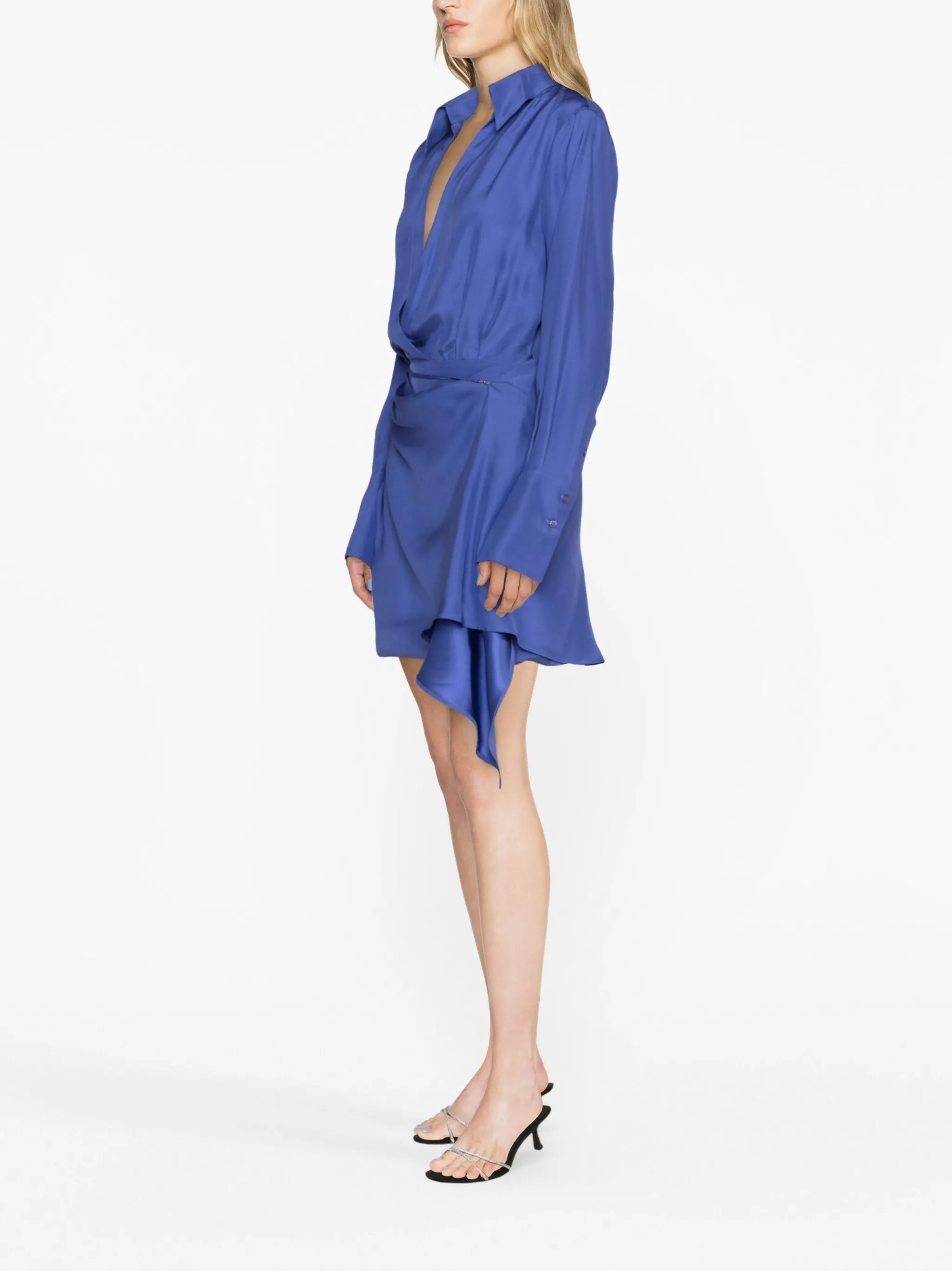 Gravia draped silk shirtdress