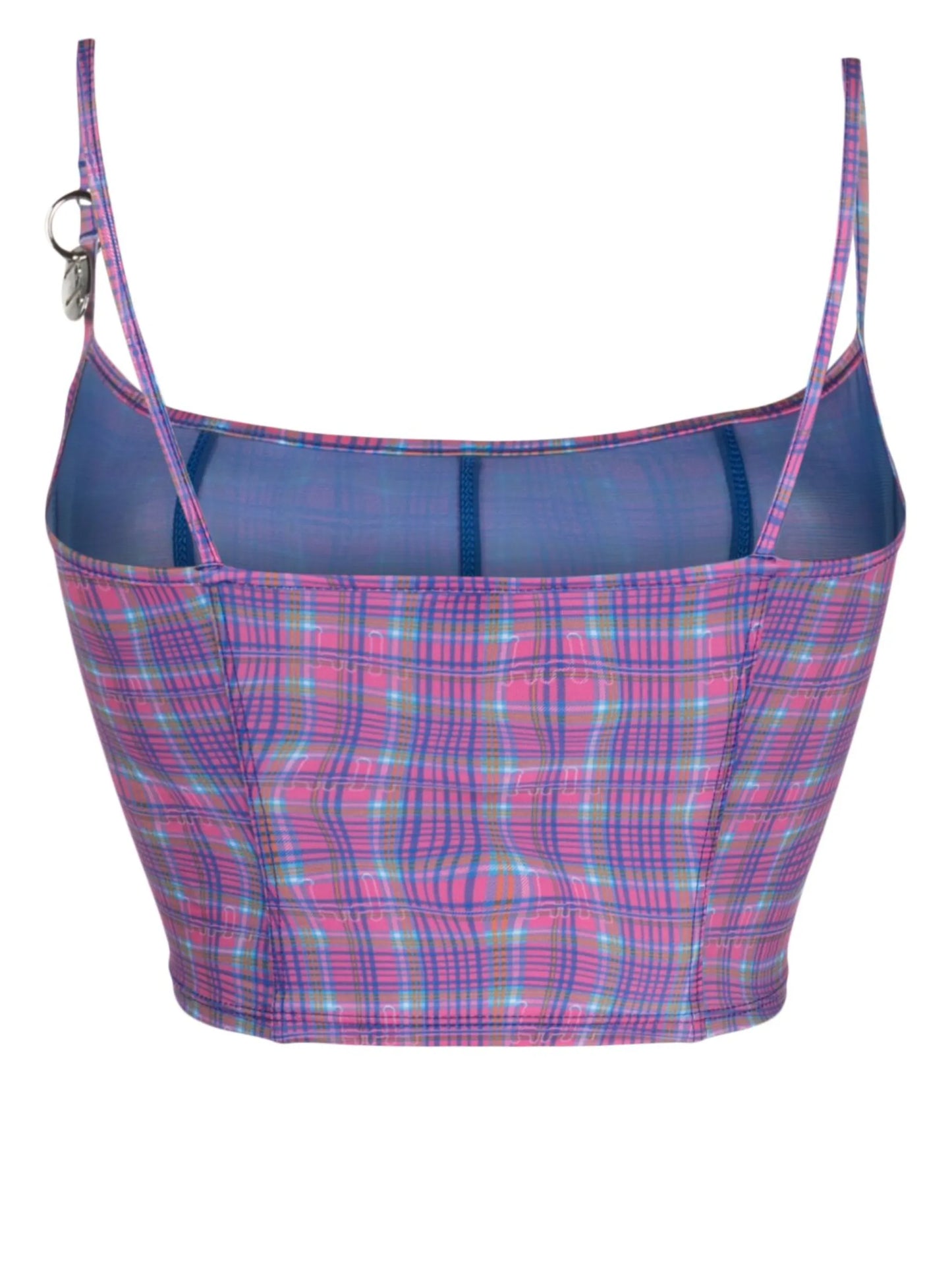 check-pattern bikini top