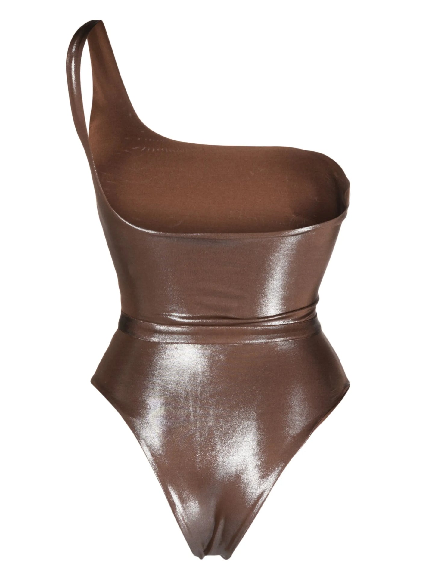 belted one-shoulder swimsuit