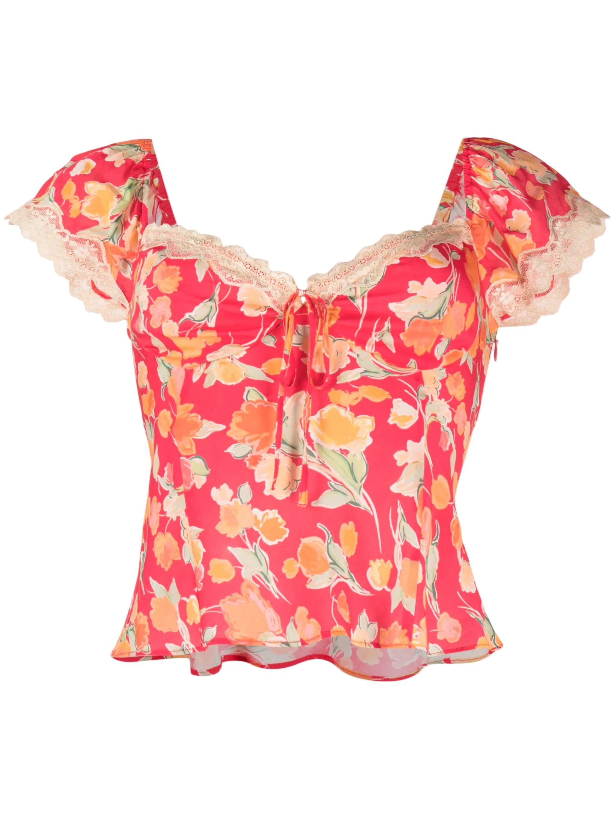 Rosella floral-print puff-sleeve blouse