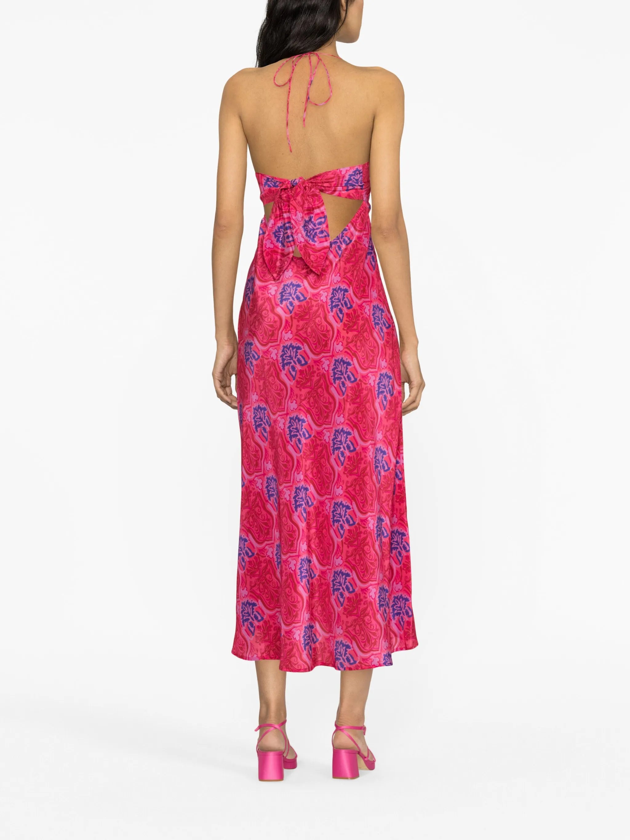 Faro graphic-print halterneck dress