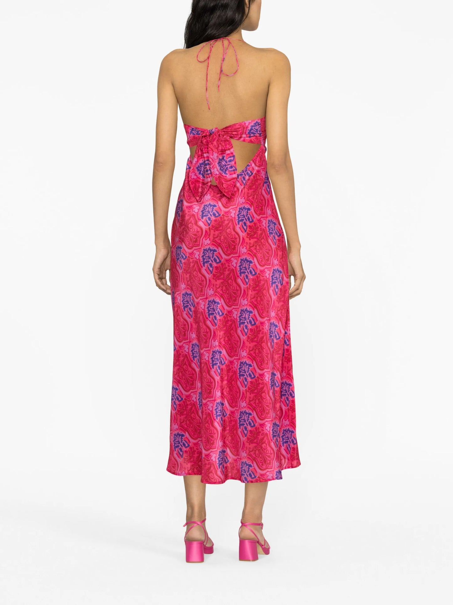 Faro graphic-print halterneck dress