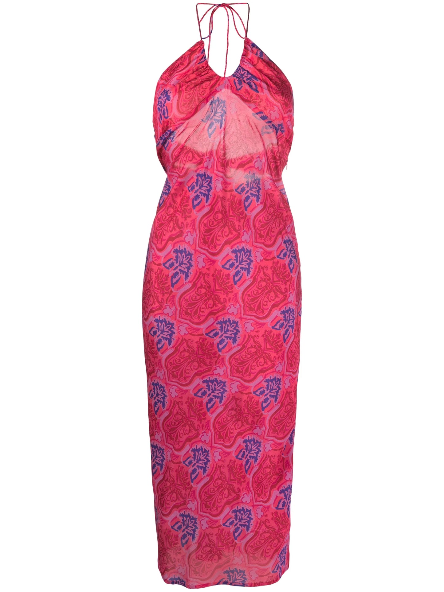 Faro graphic-print halterneck dress