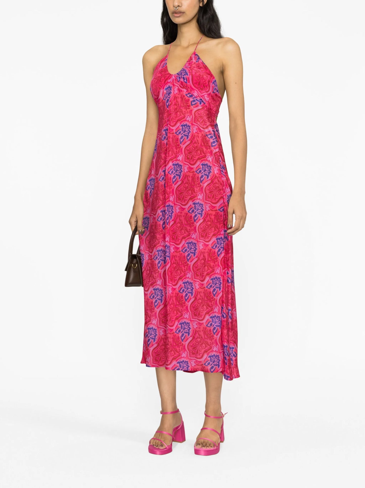 Faro graphic-print halterneck dress