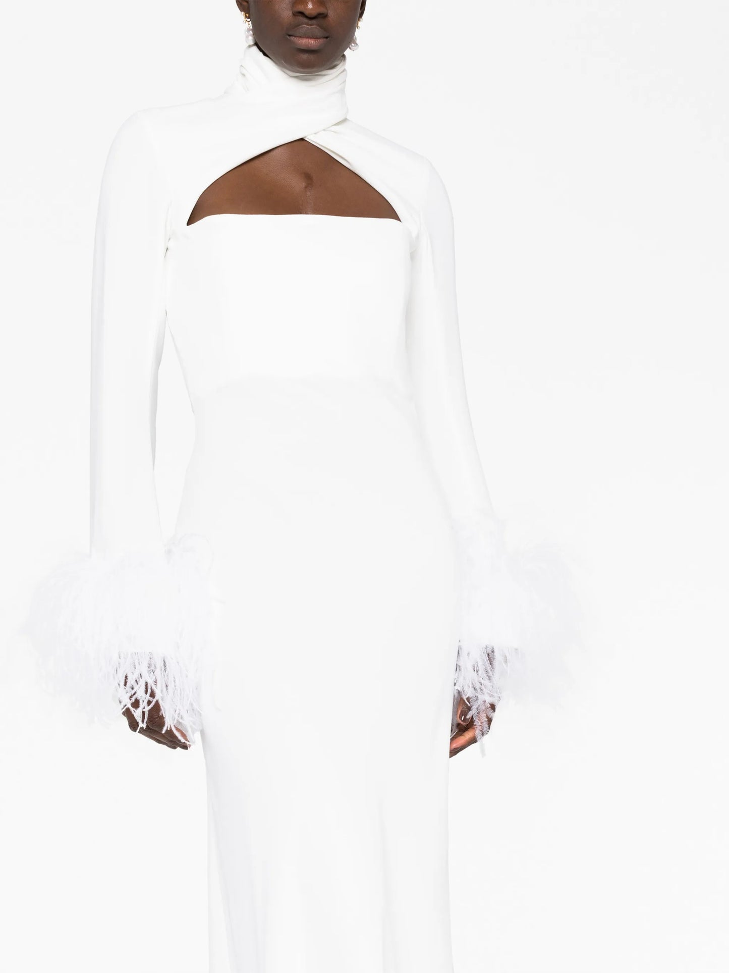 Odessa feather-trimmed dress