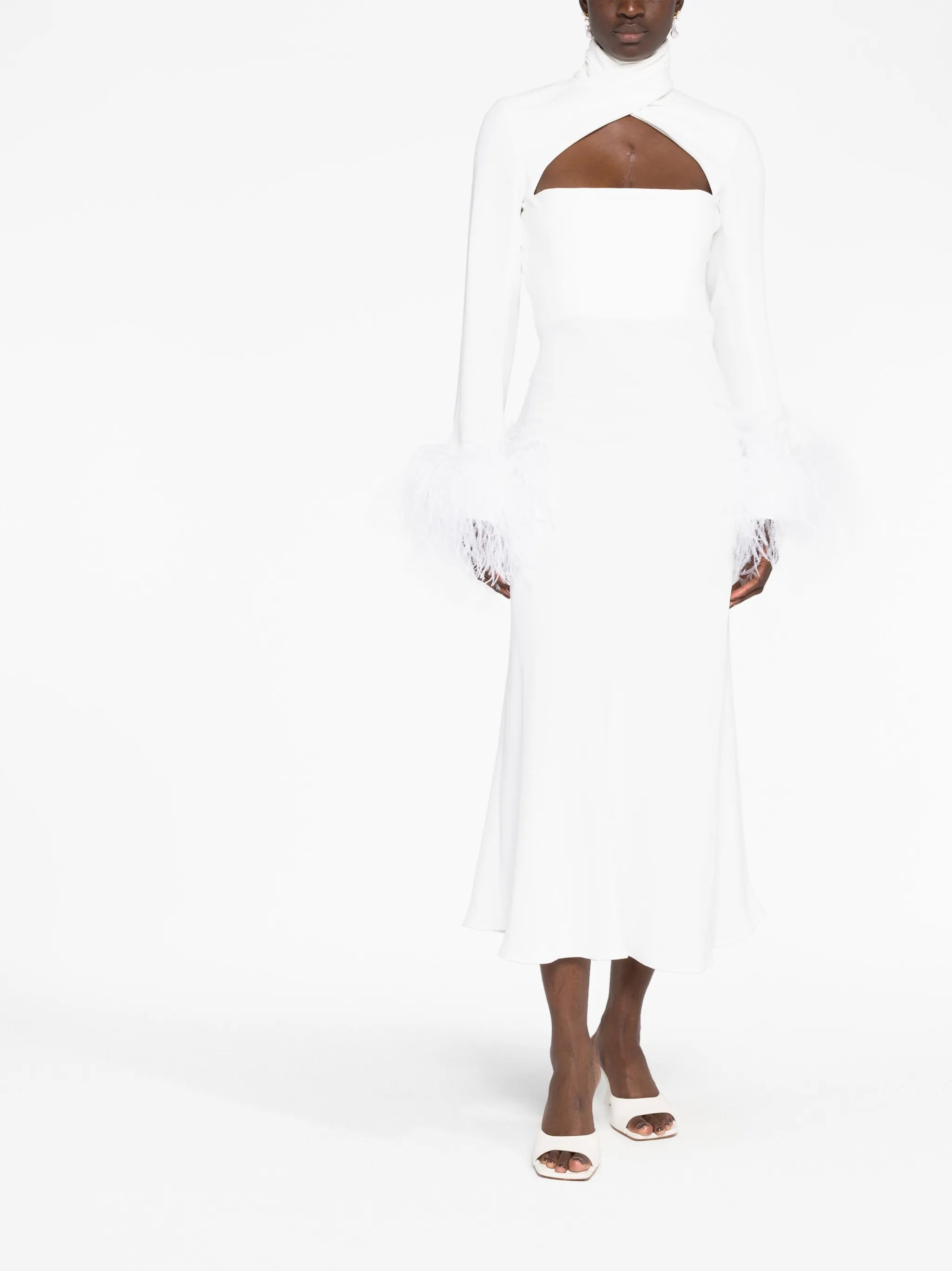 Odessa feather-trimmed dress