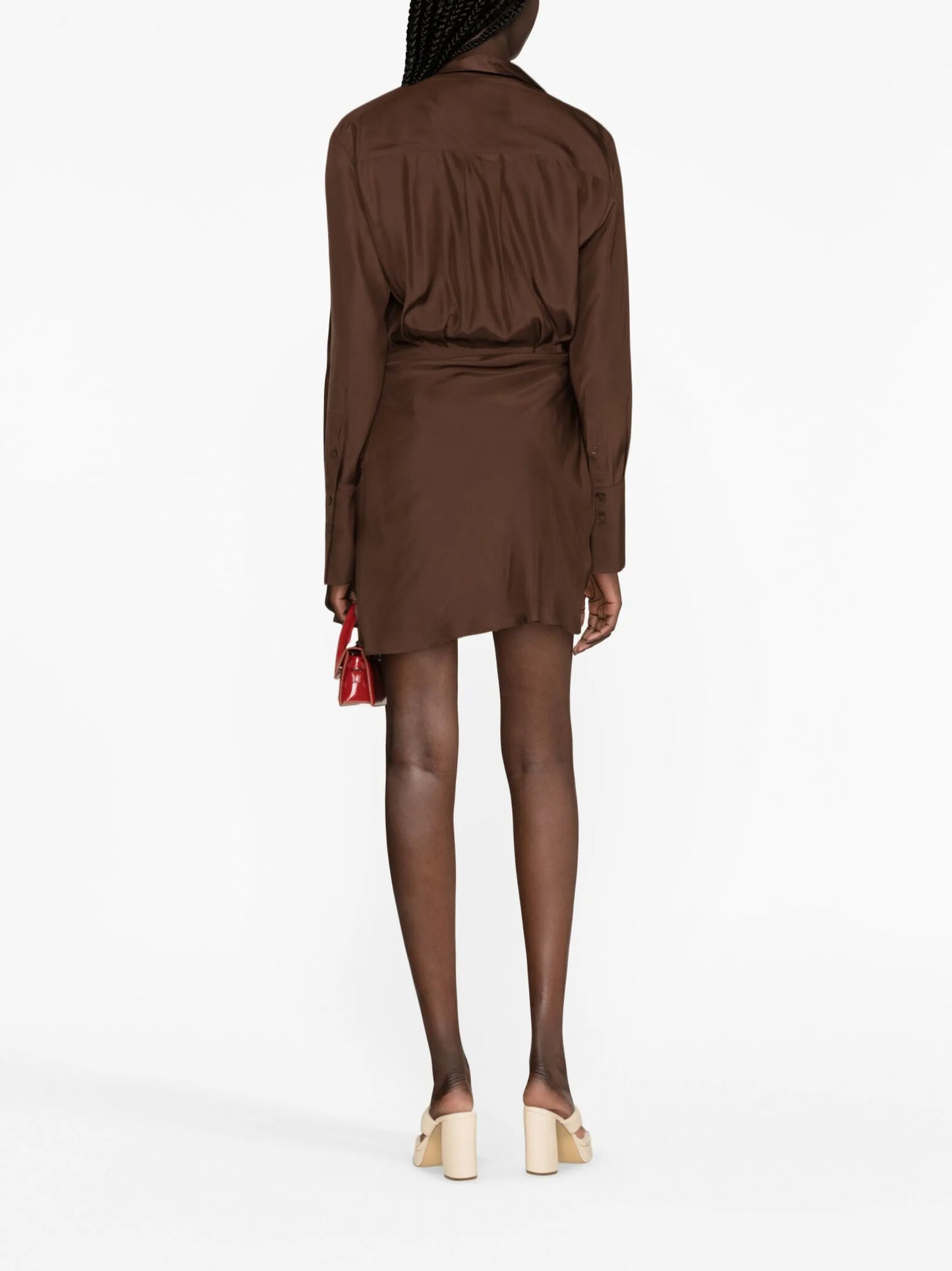 Gravia draped silk shirtdress