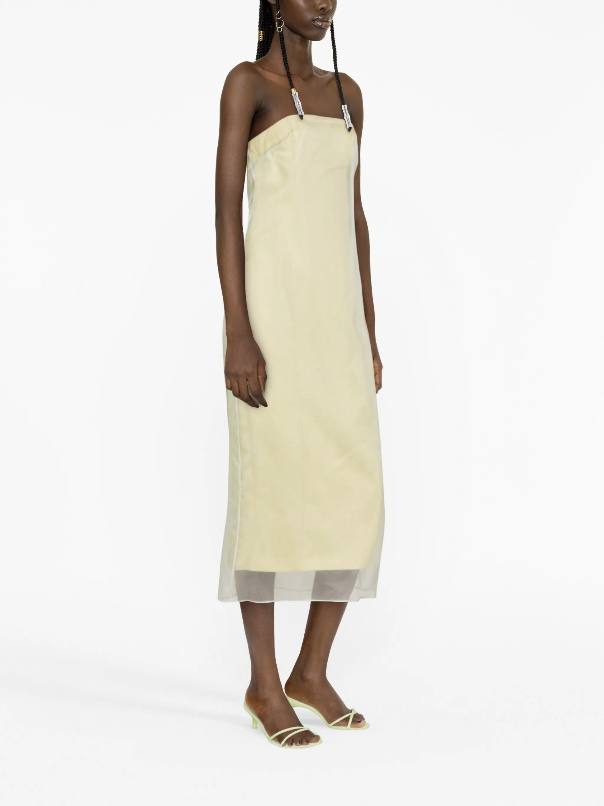 Punta tulle-panel midi dress