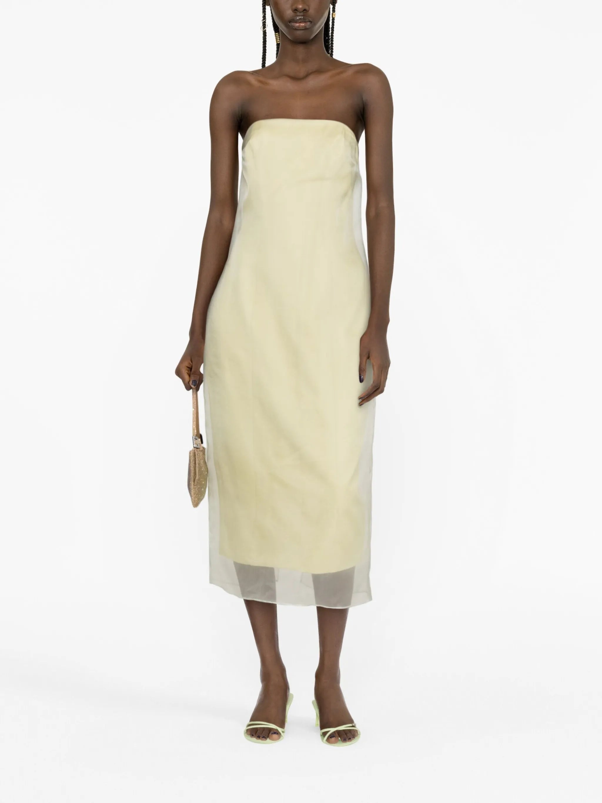 Punta tulle-panel midi dress