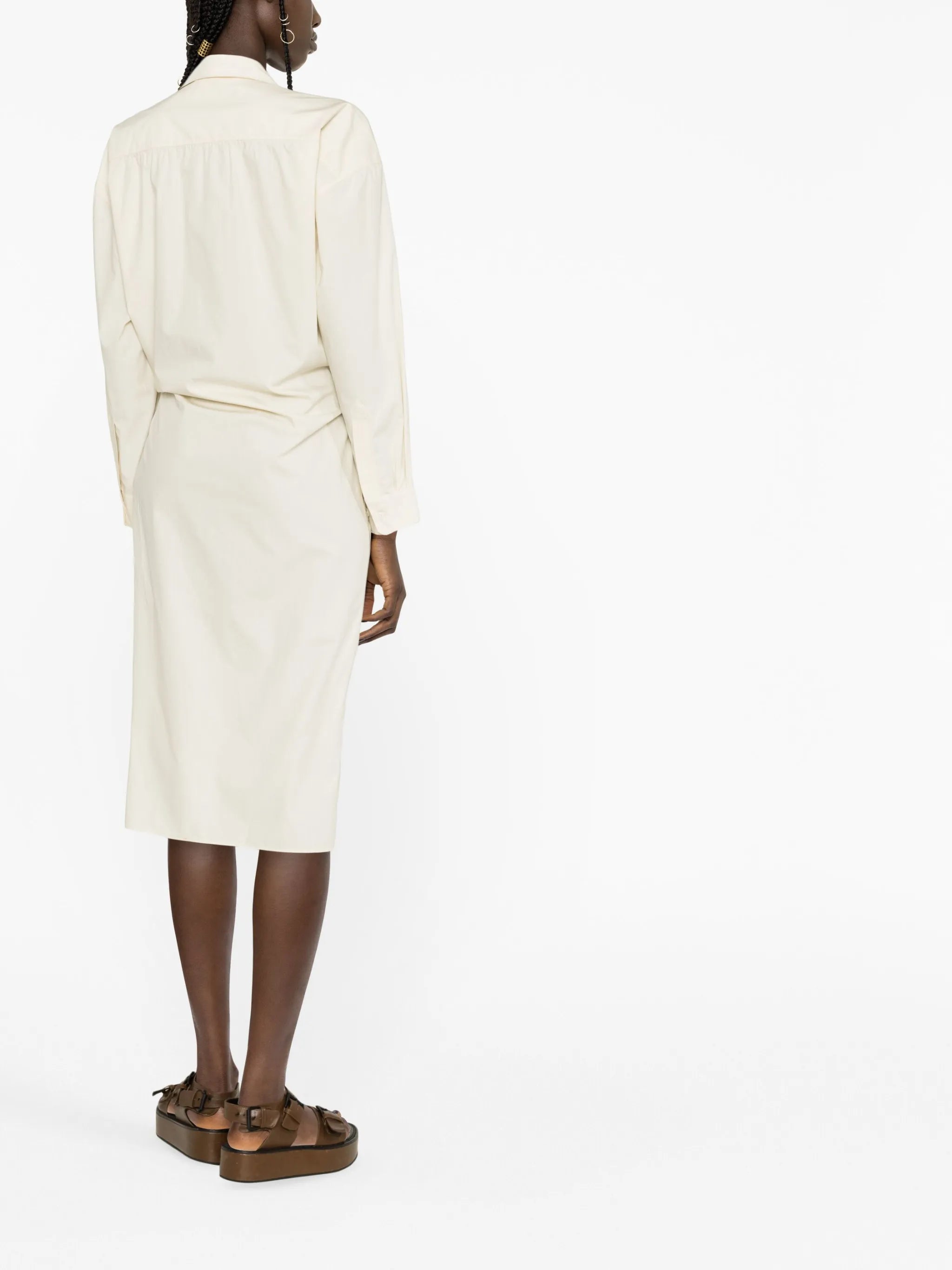 Twisted cotton shirt dress
