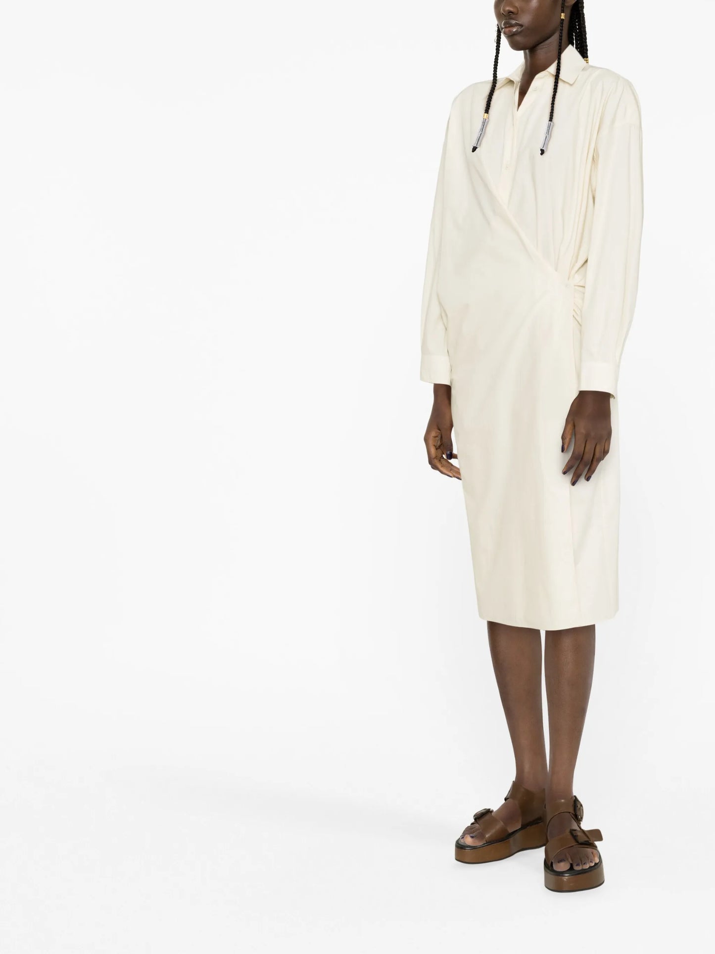Twisted cotton shirt dress