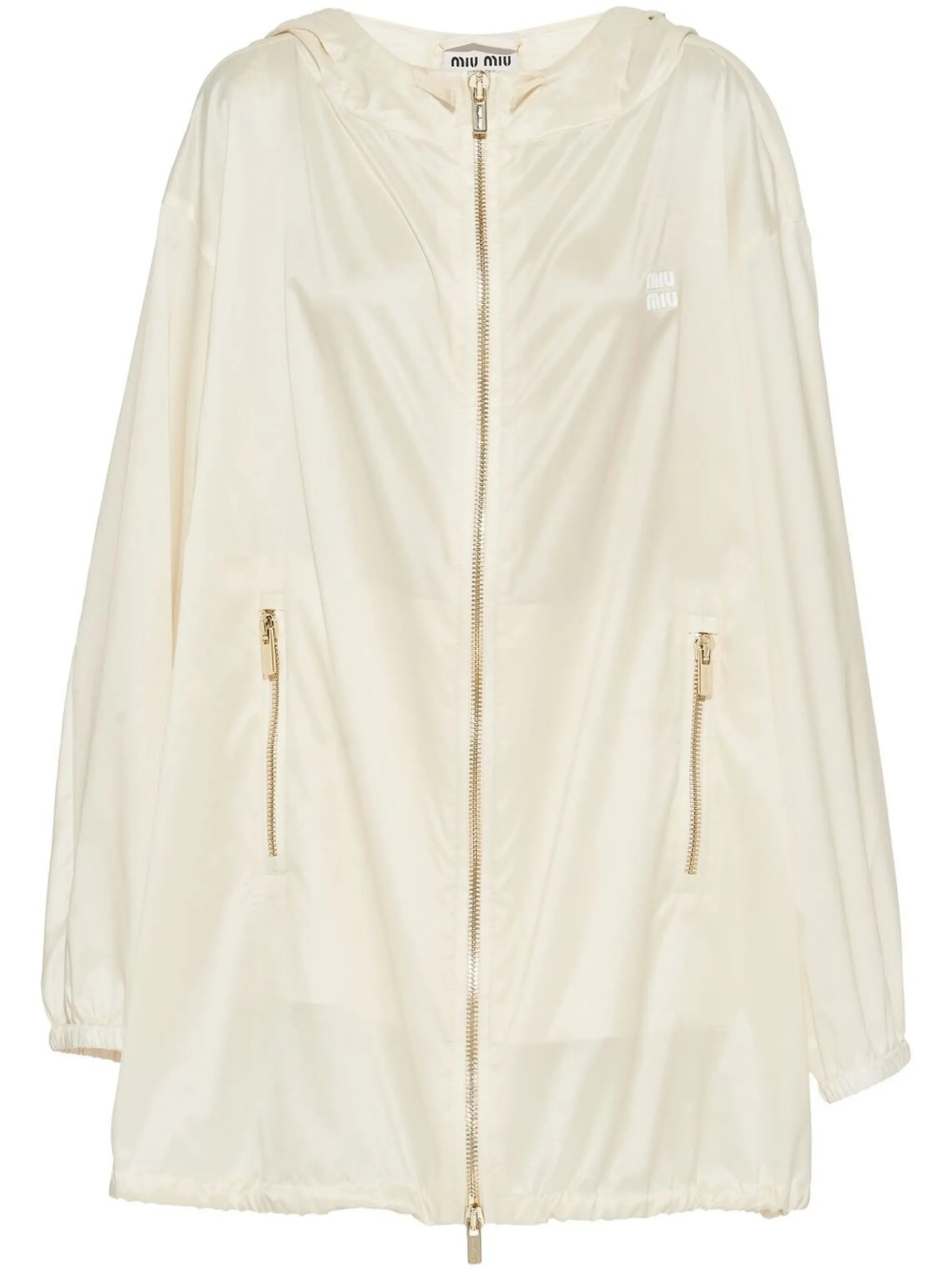 hooded silk blouson coat