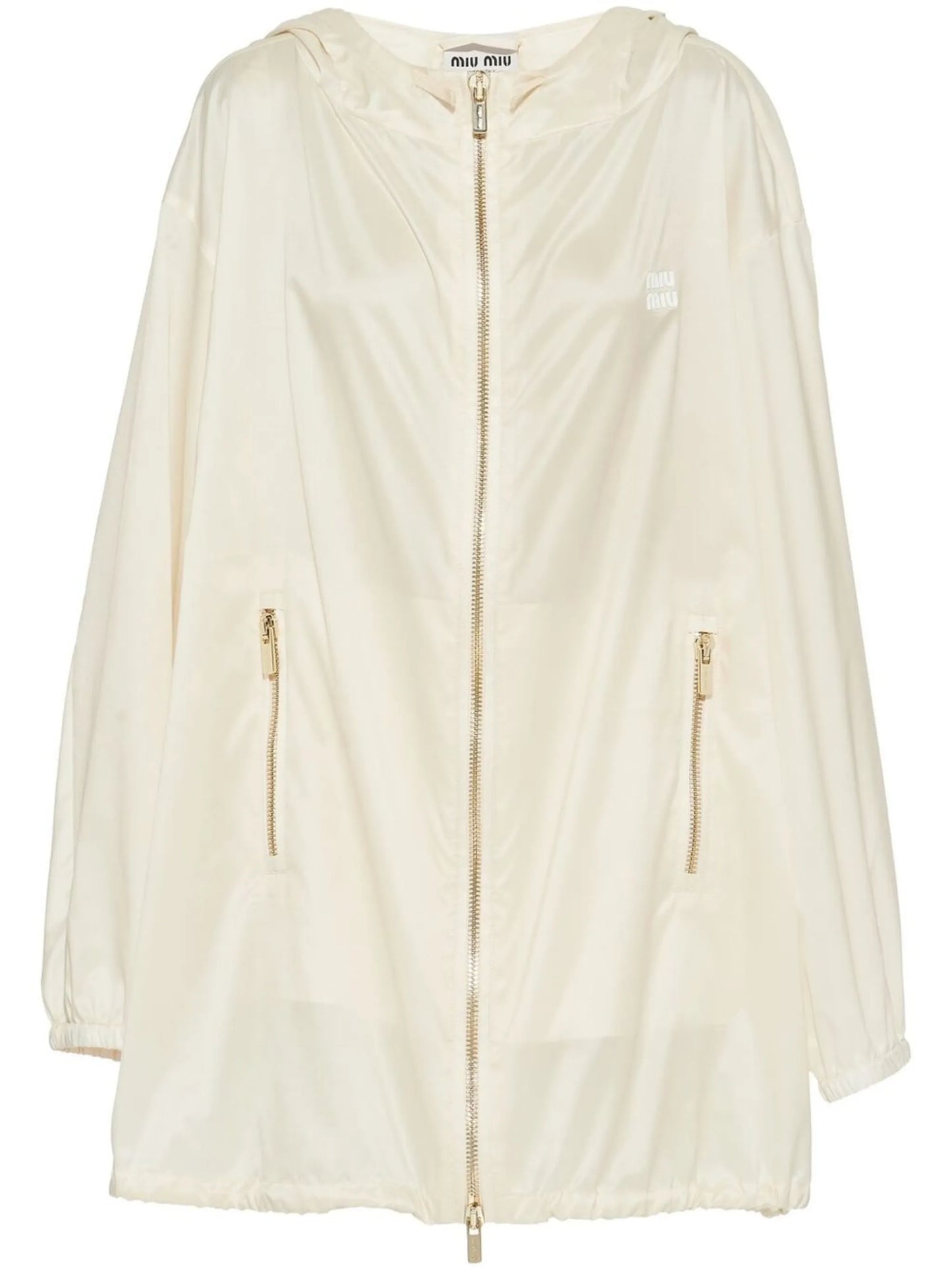 hooded silk blouson coat