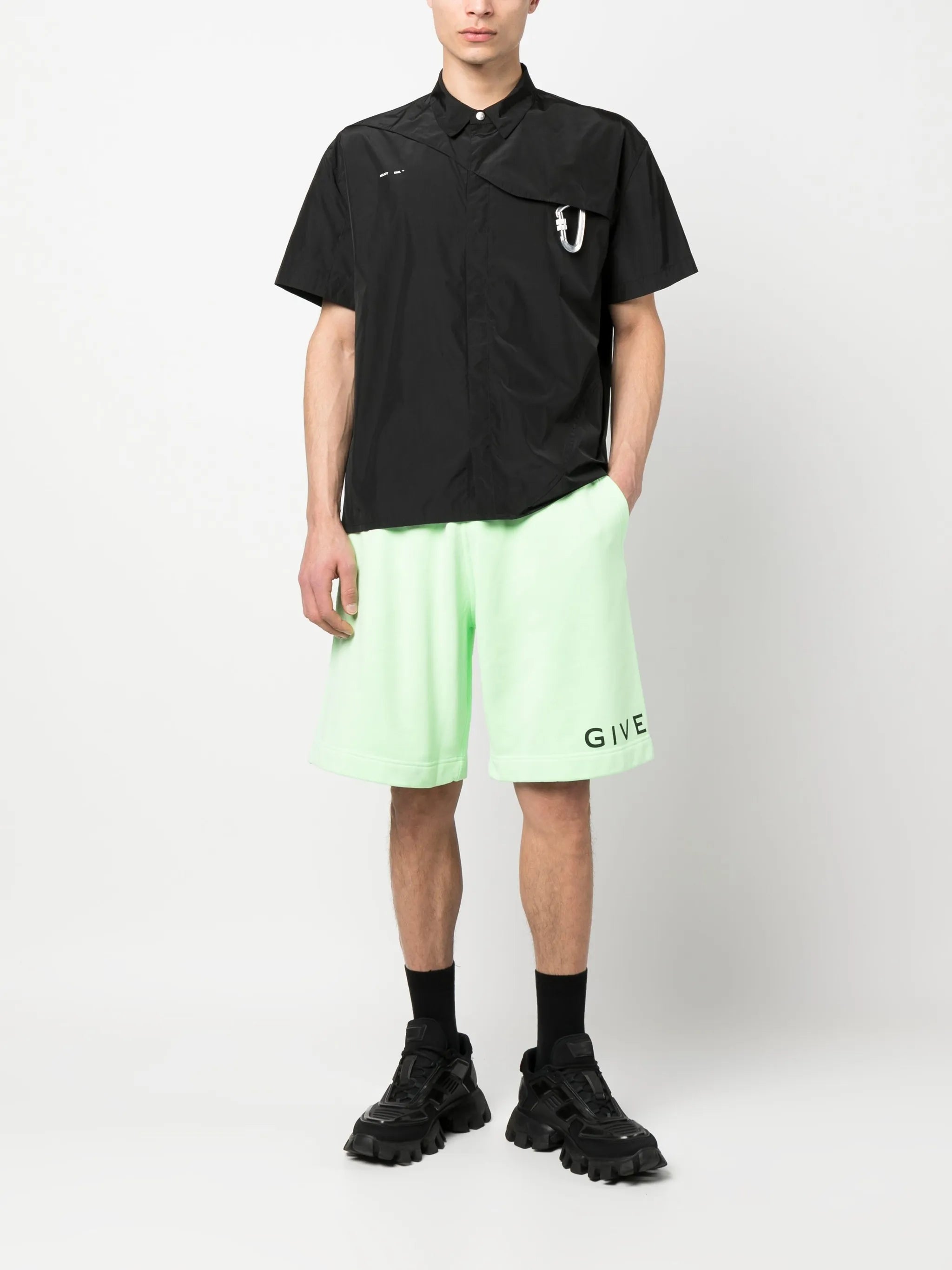 logo-print track shorts