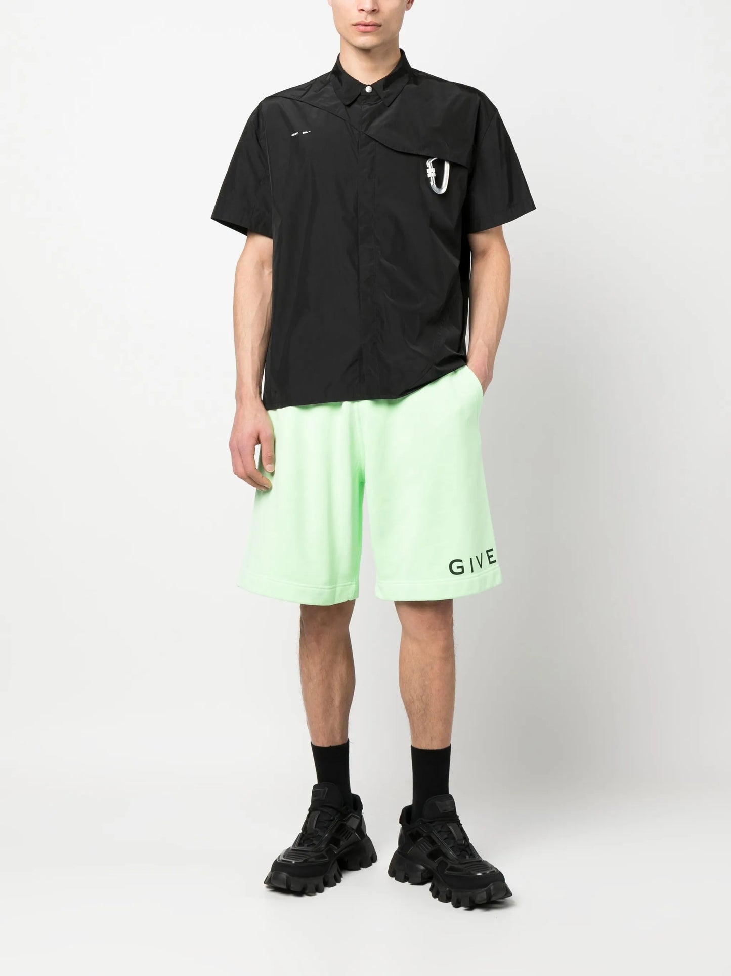 logo-print track shorts