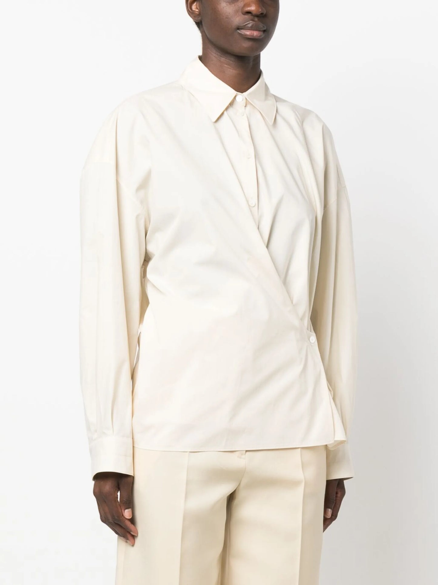 asymmetric wrap-front shirt