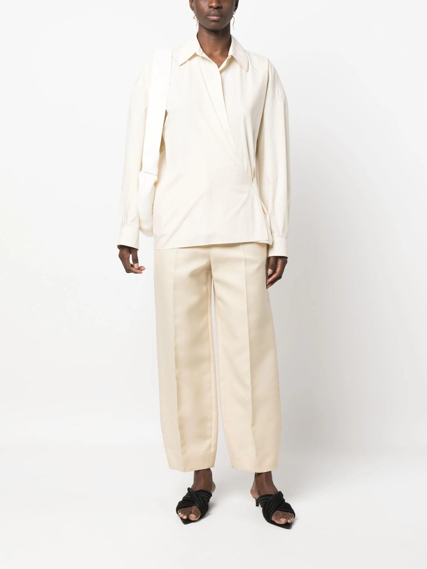 asymmetric wrap-front shirt