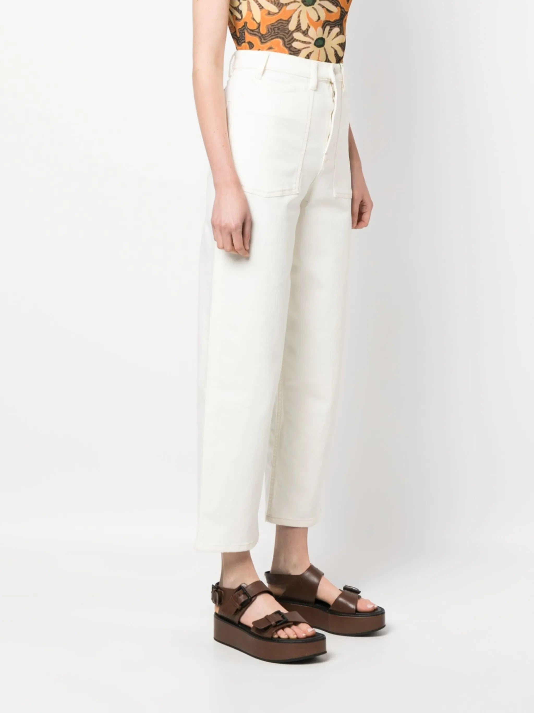 high-rise straight-leg jeans