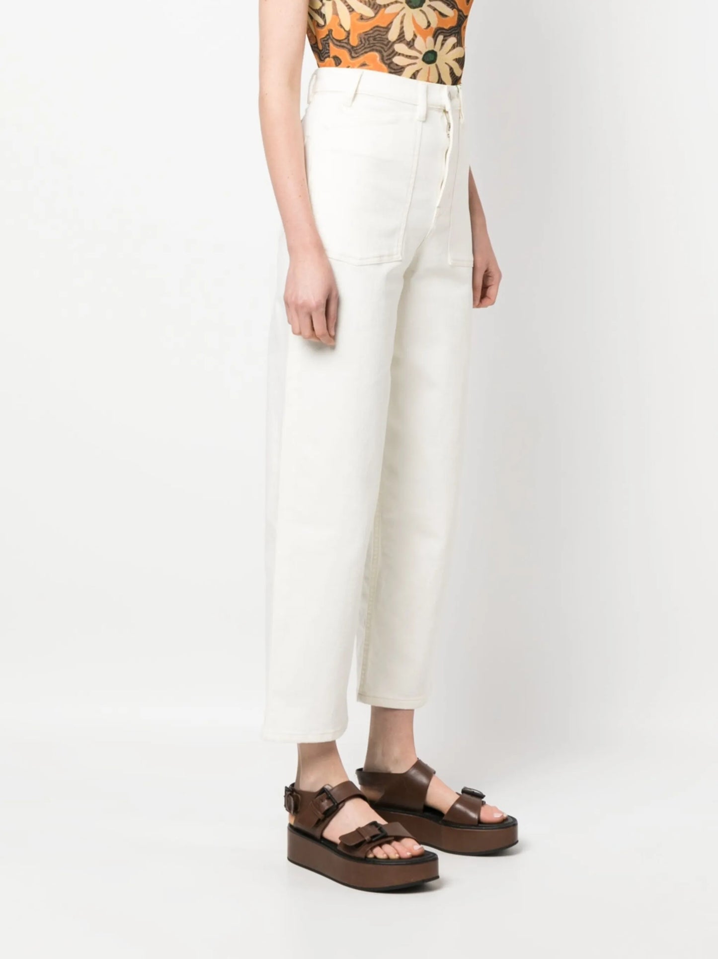 high-rise straight-leg jeans