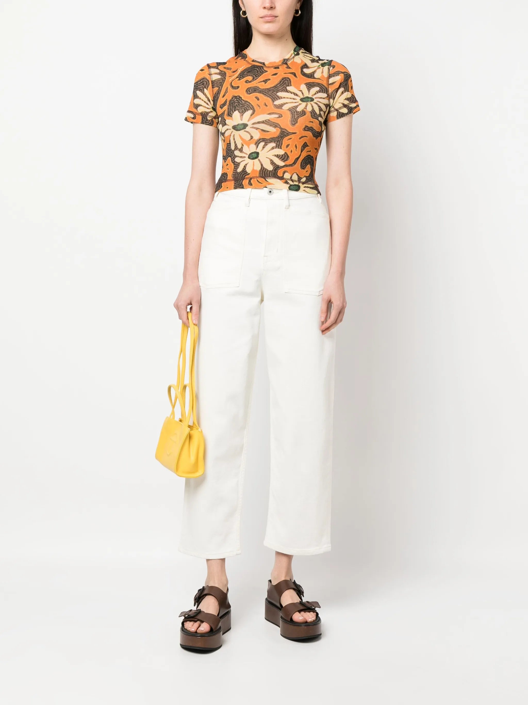 high-rise straight-leg jeans
