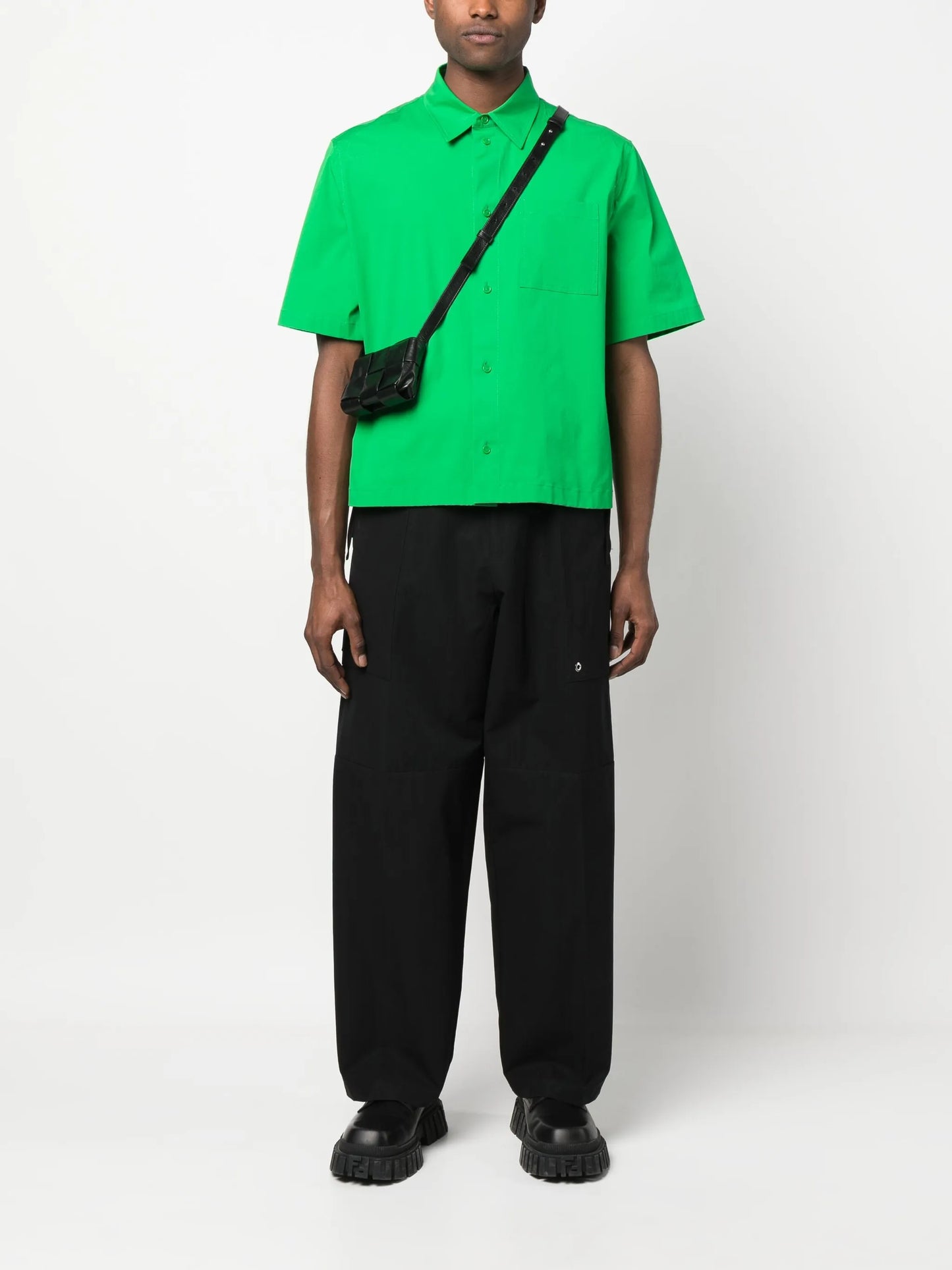 logo-patch wide-leg trousers