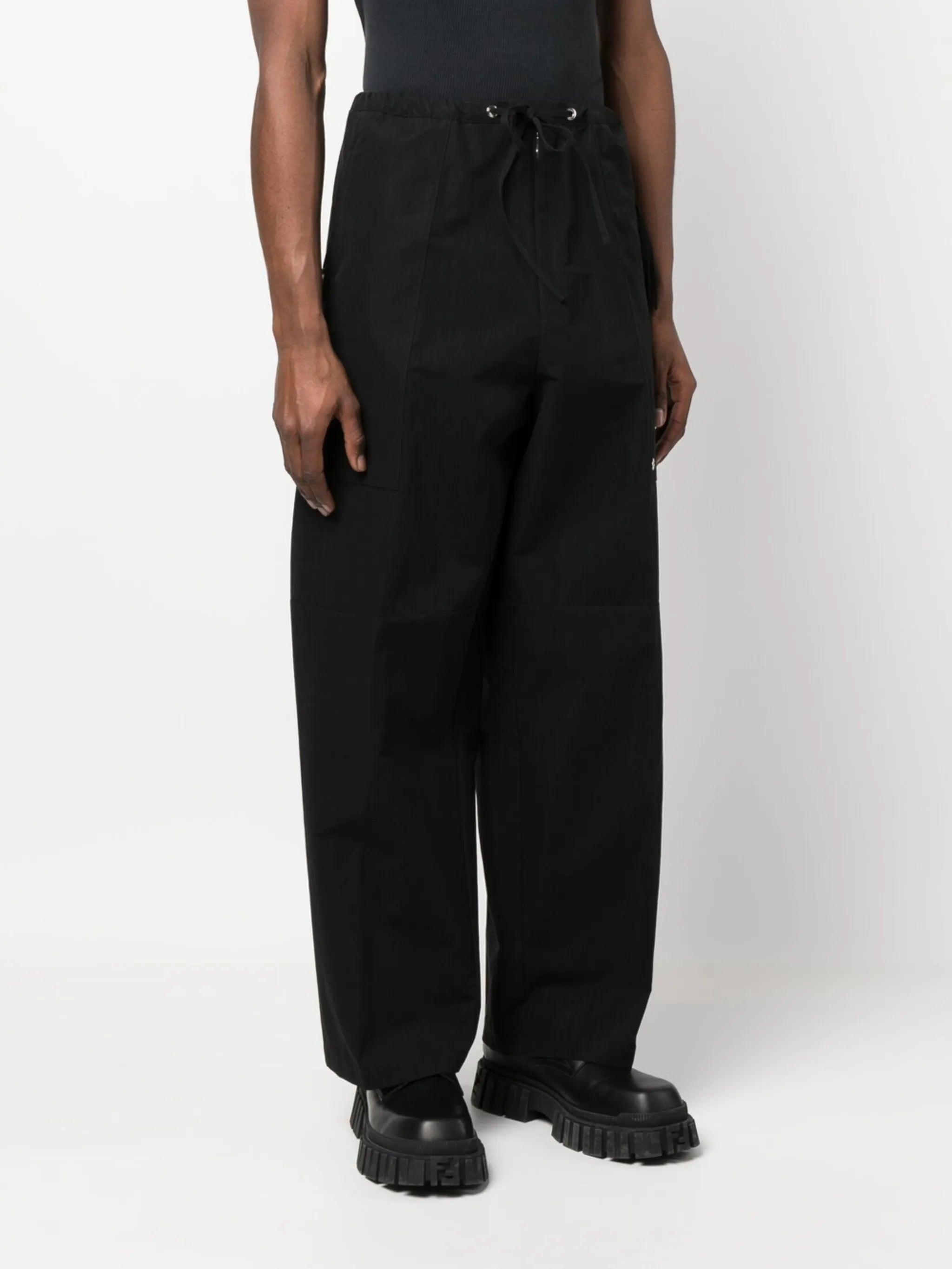 logo-patch wide-leg trousers