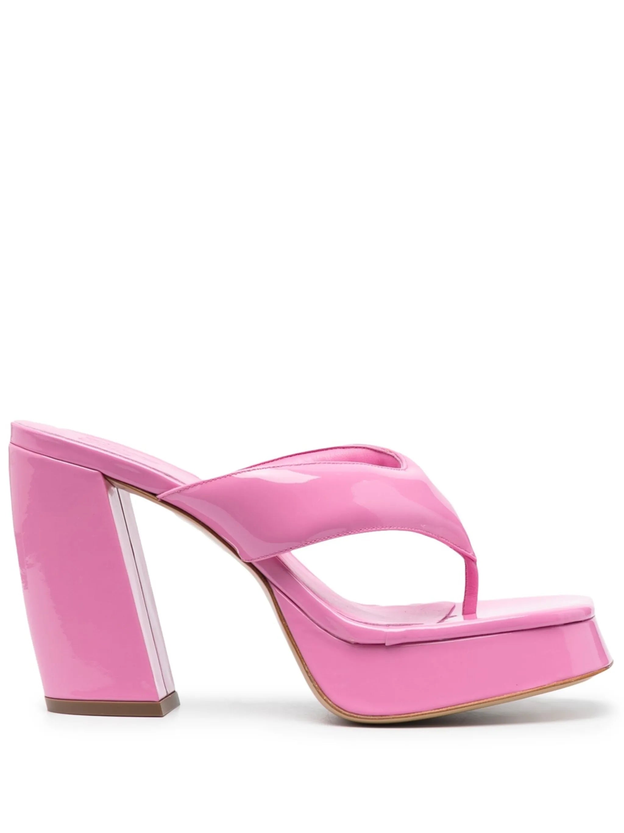 glossy-finish square-toe sandals