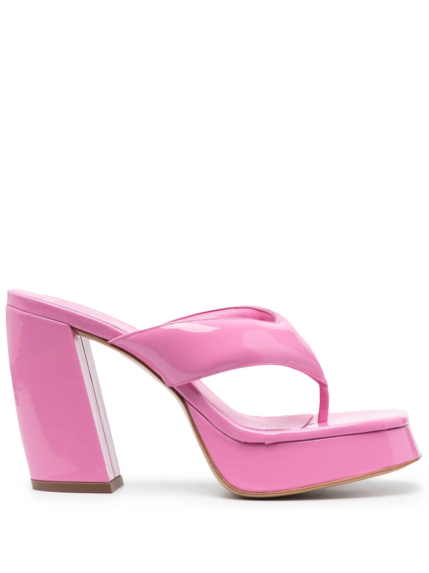 glossy-finish square-toe sandals