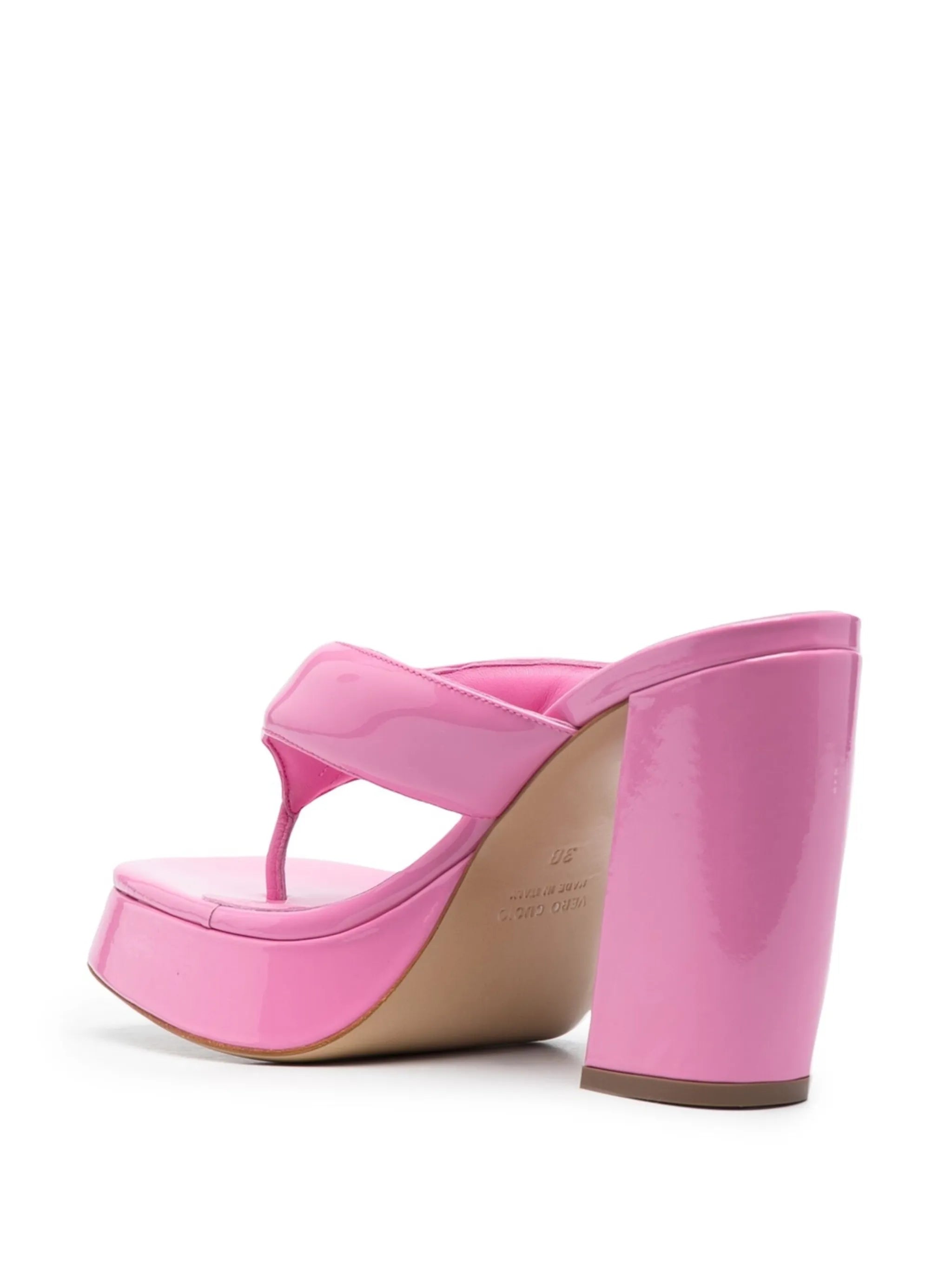 glossy-finish square-toe sandals