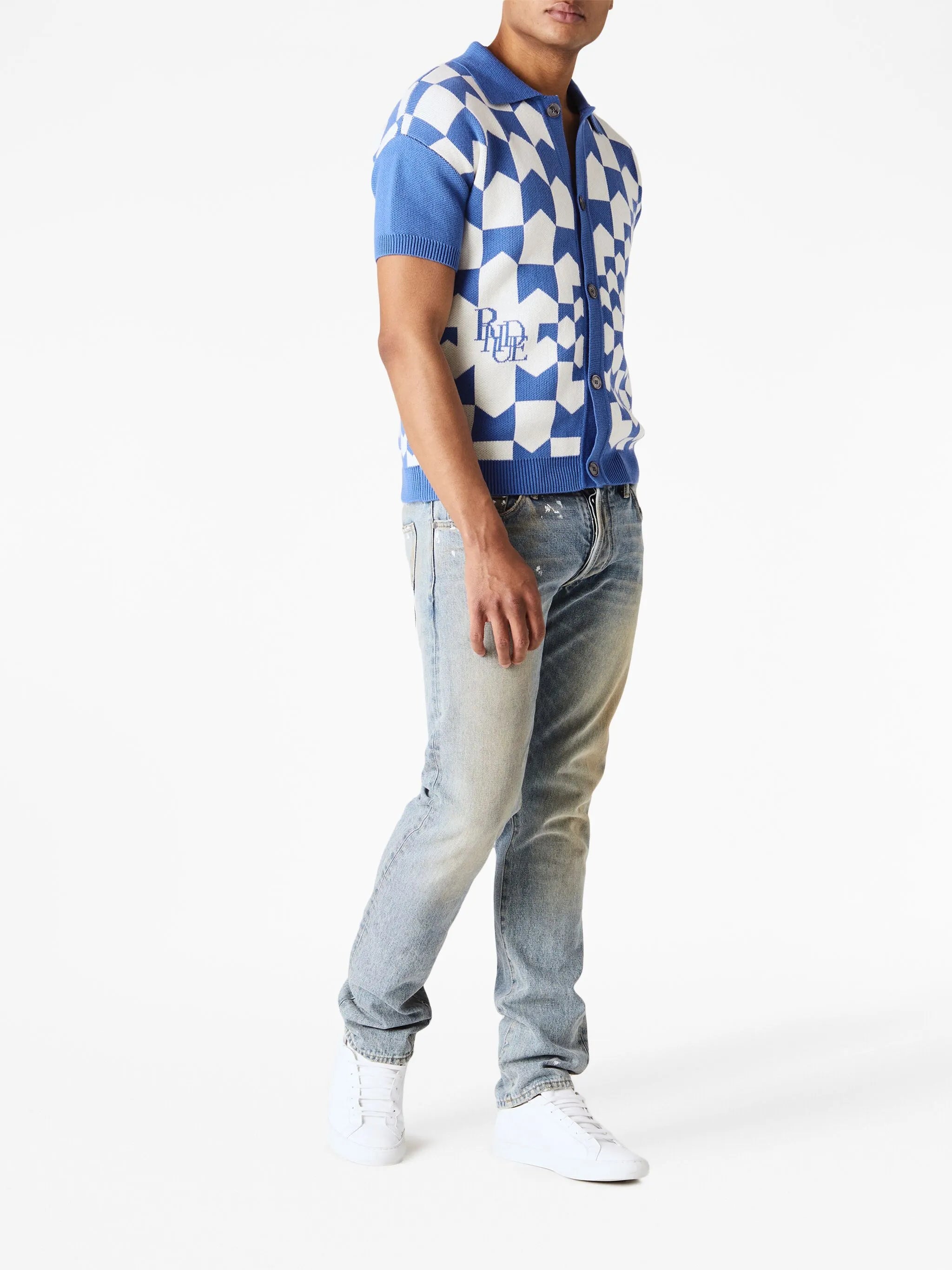 Racing Checkered knitted polo shirt