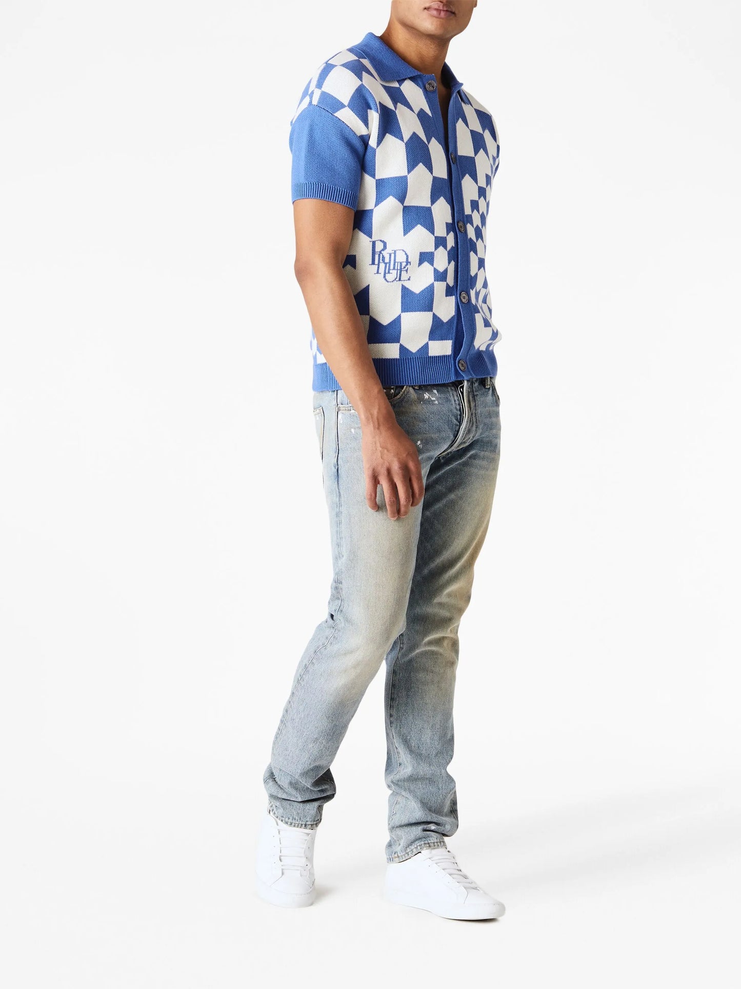 Racing Checkered knitted polo shirt
