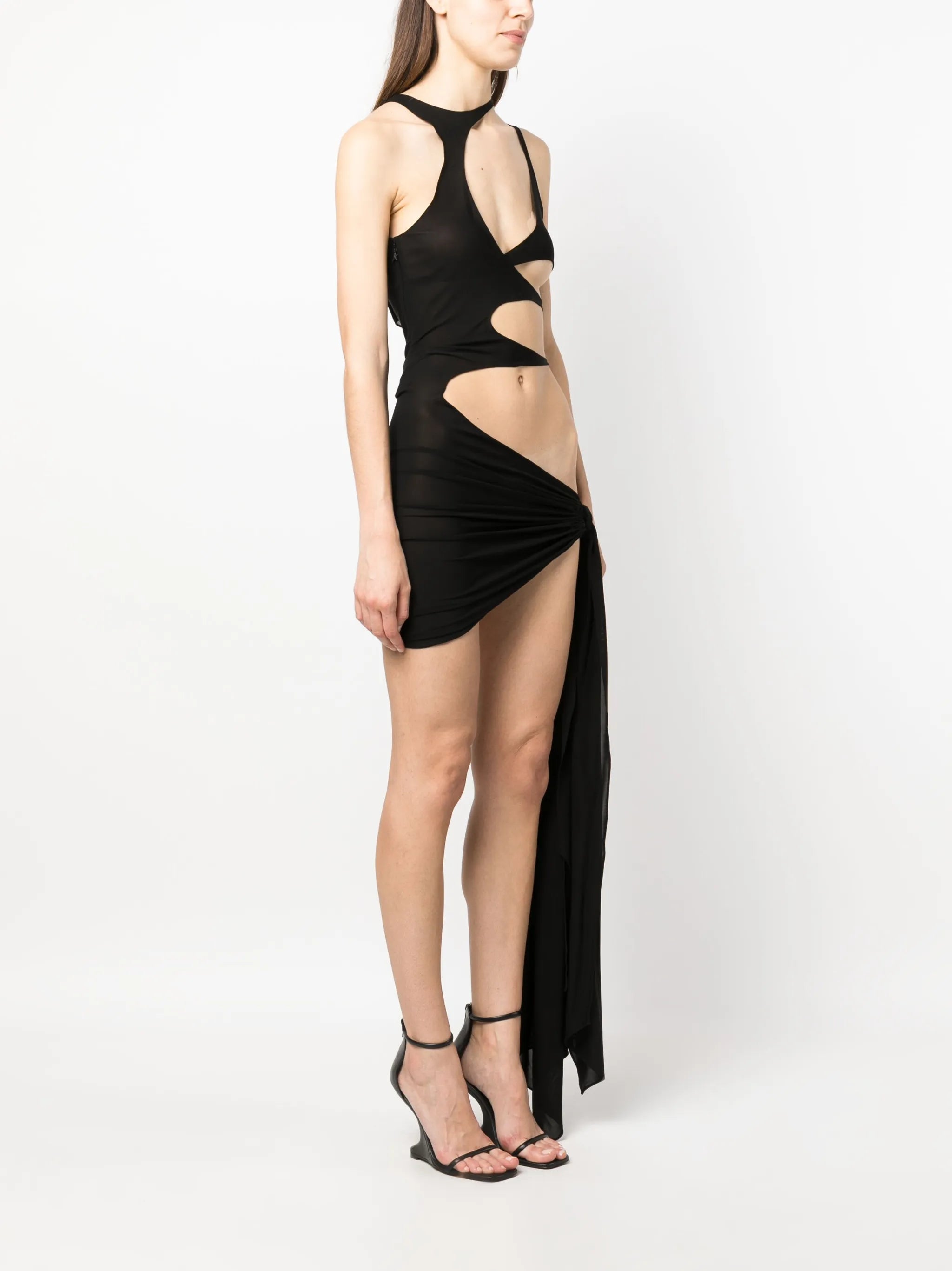 sleeveless cut-out draped dress