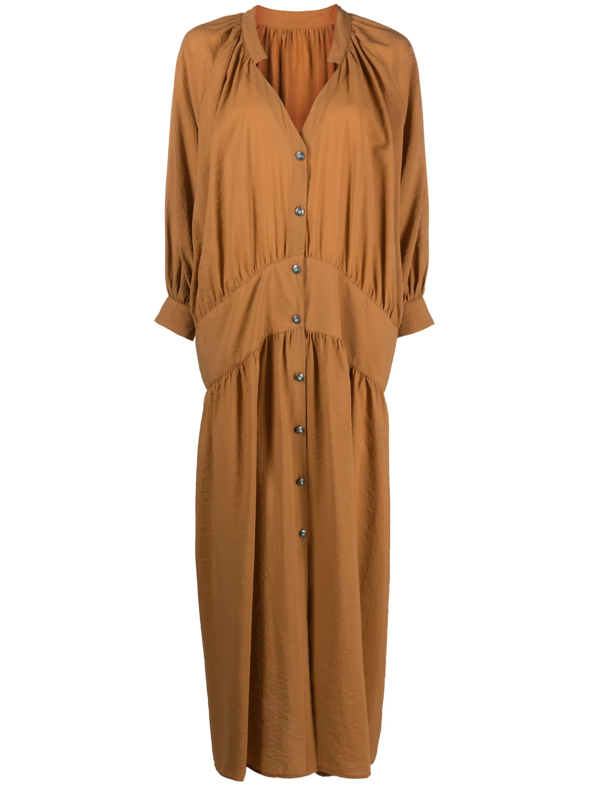 gathered-detail long-sleeve dress